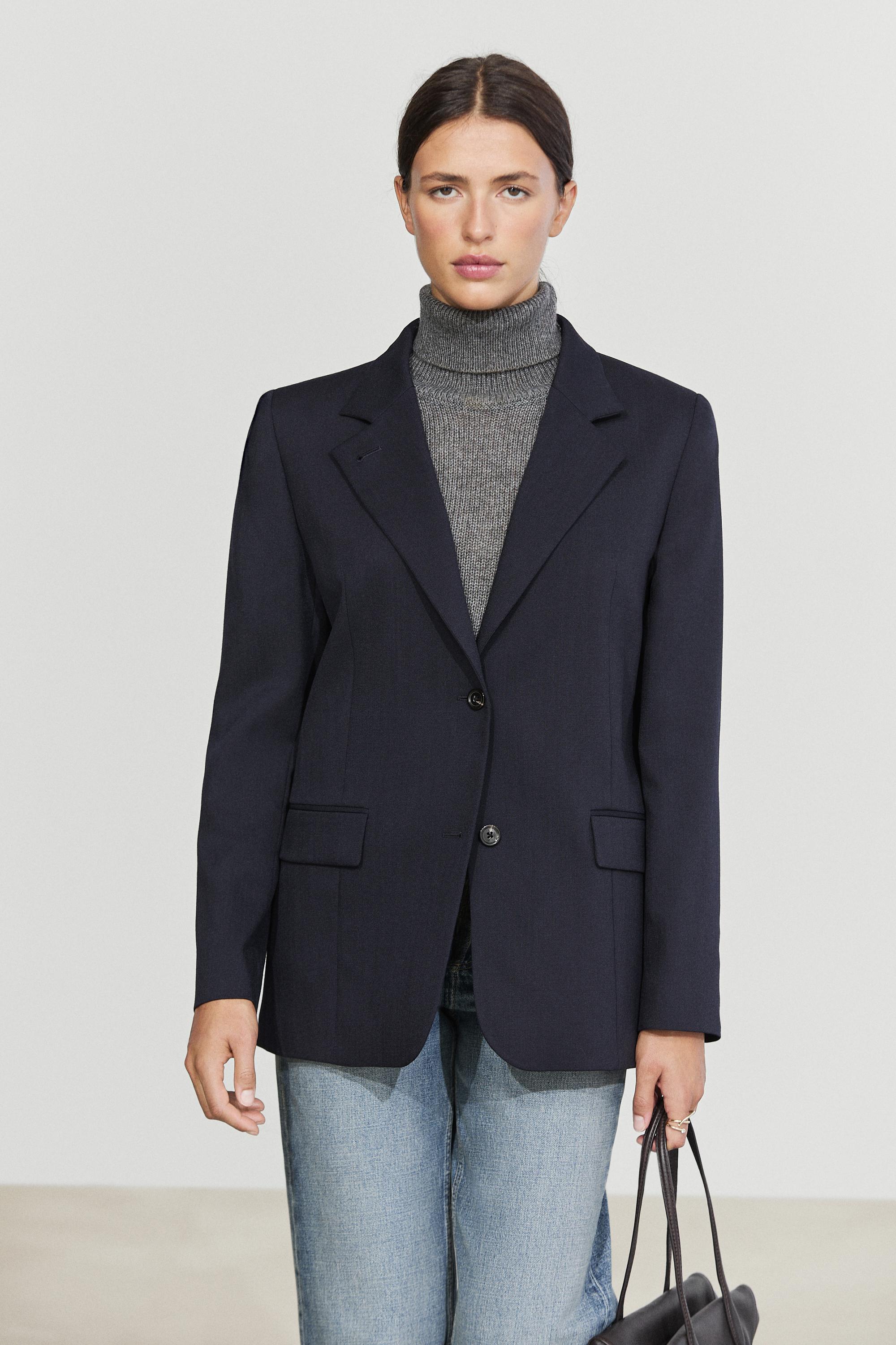 Blazer mit Stehkragen und Wollmischung