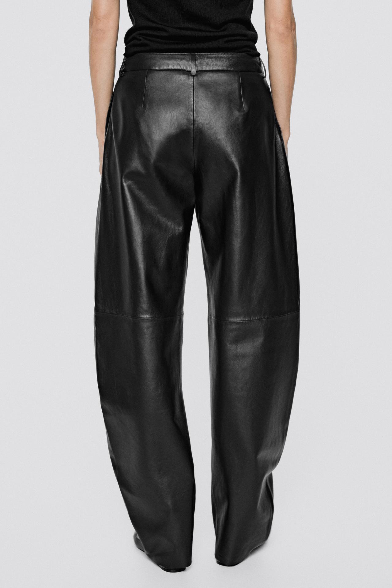 Nappa leather barrel fit pants - LIMITED EDITION — ANTHRACITE