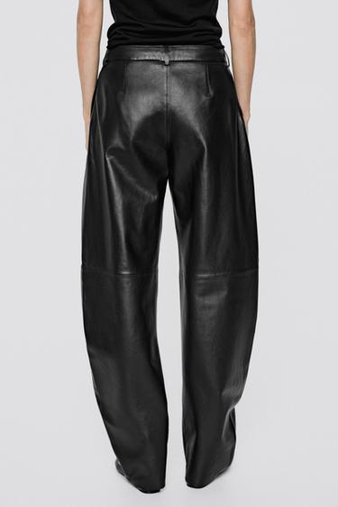Nappa leather barrel fit pants - LIMITED EDITION — ANTHRACITE 3