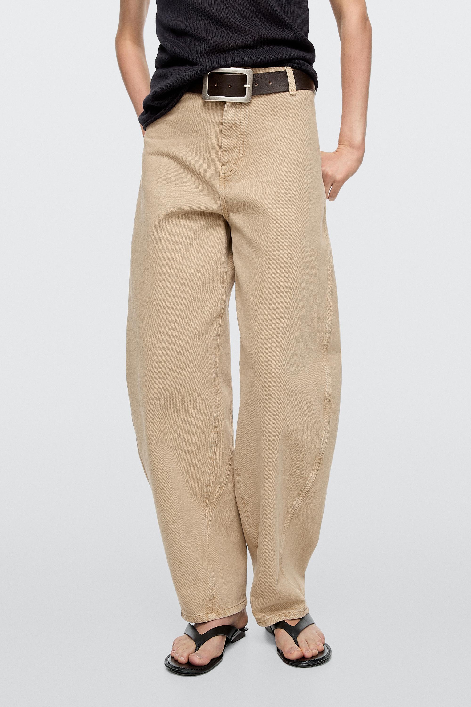 Barrel fit jeans with waist detail - LIMITED EDITION — STONE