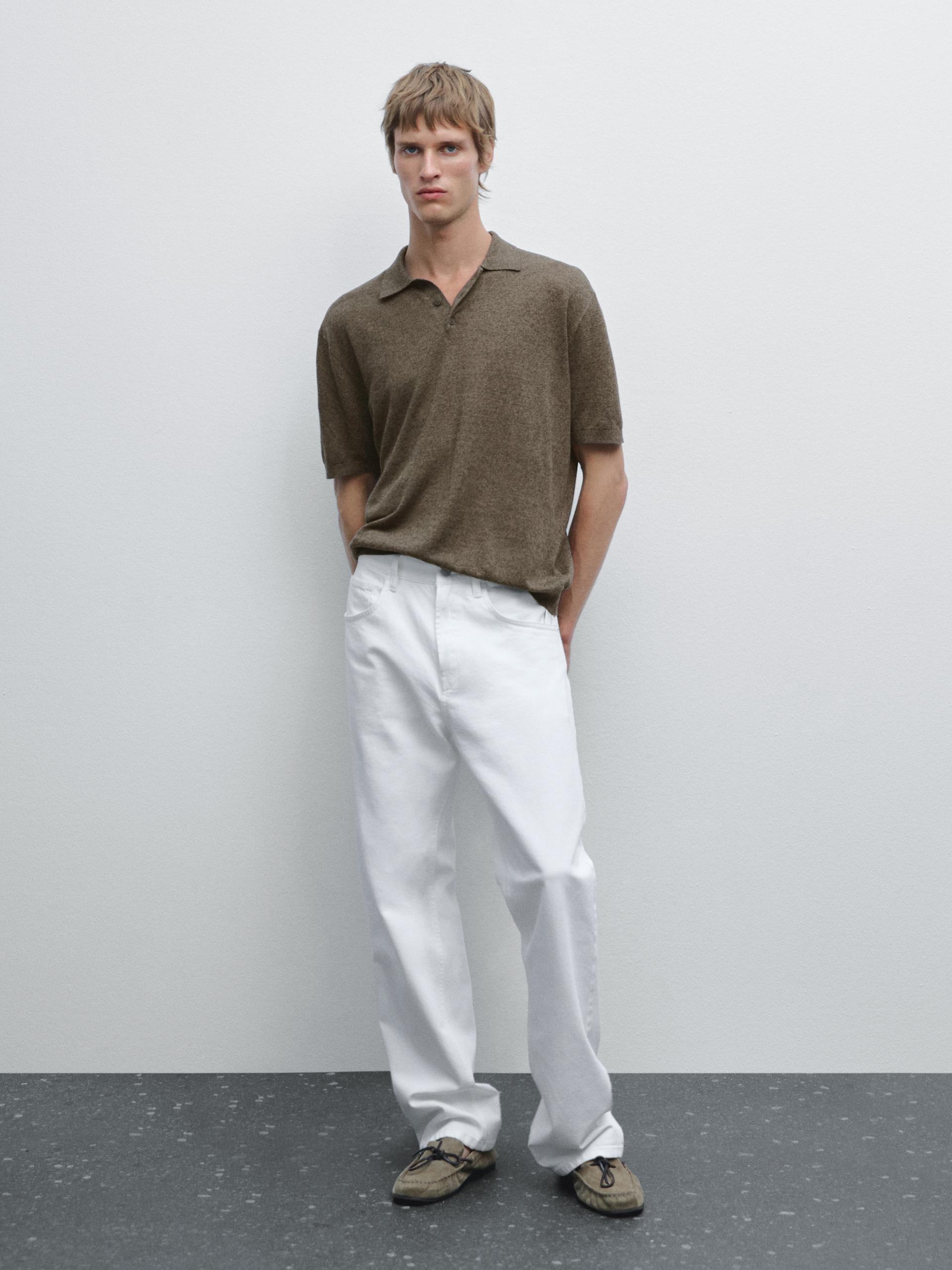 Polo Punto Mezcla Lino - Multicolor - S - Massimo Dutti - Hombre