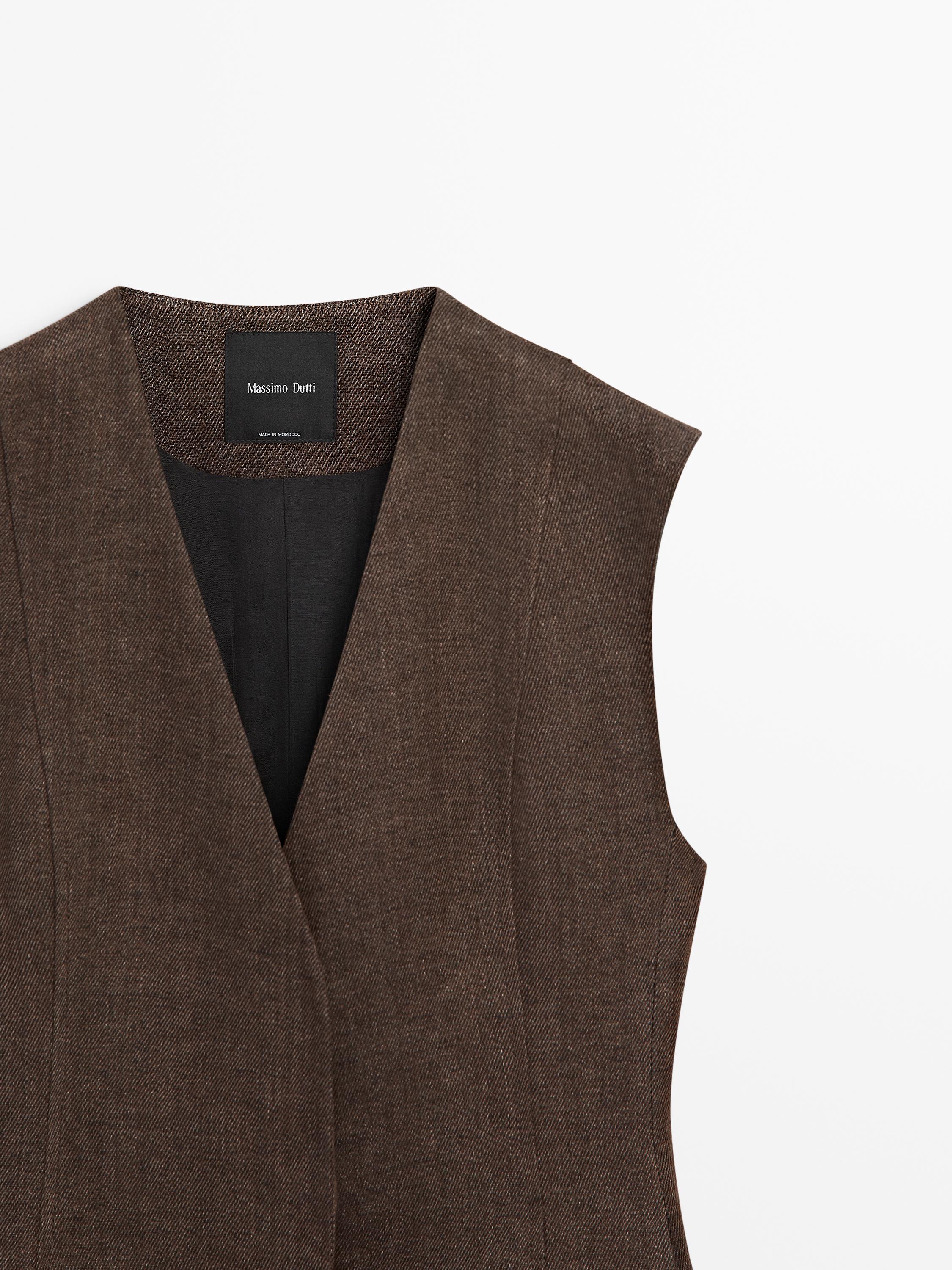 Linen suit waistcoat — BROWN