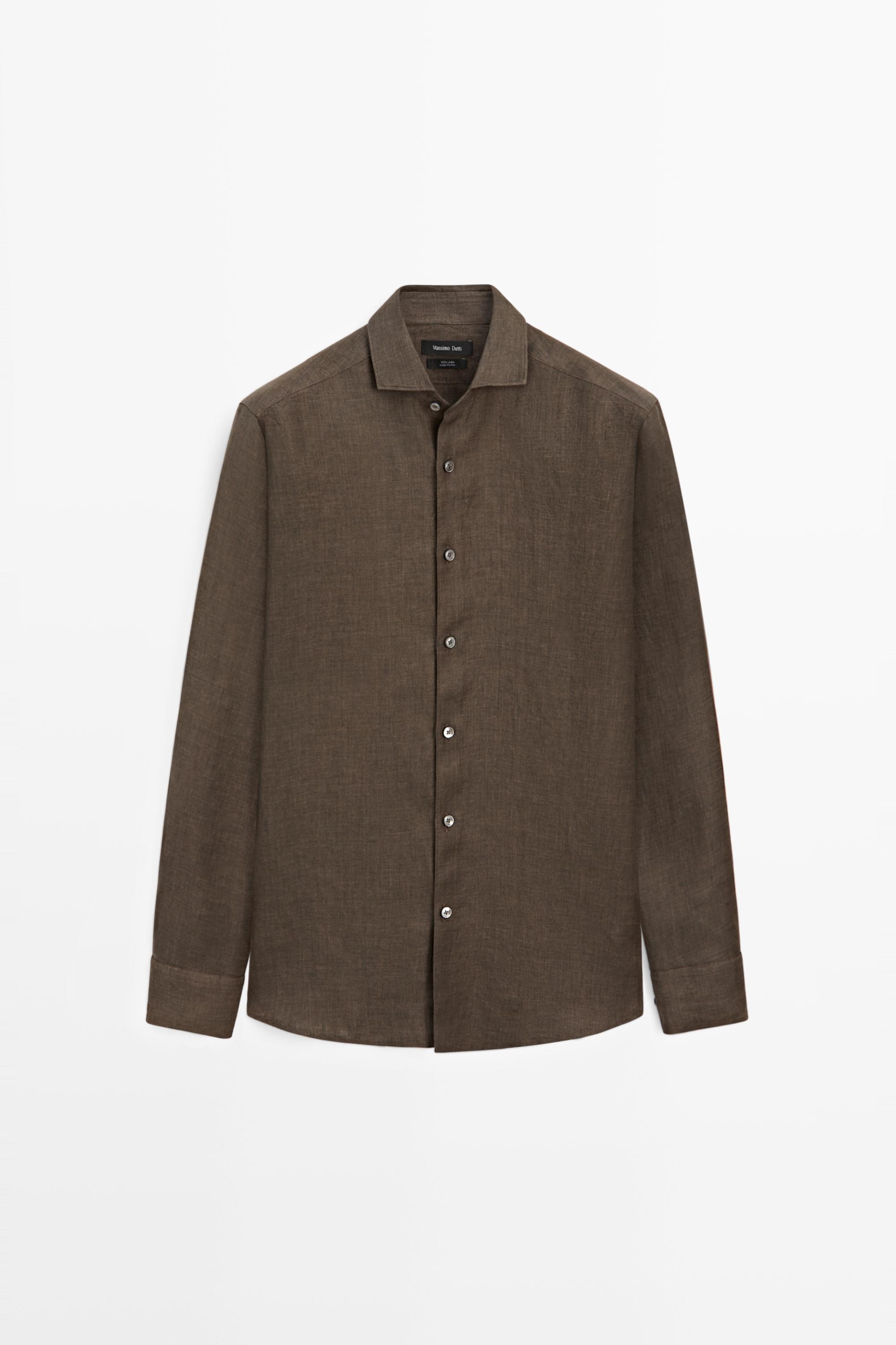 100% linen shirt — BROWN