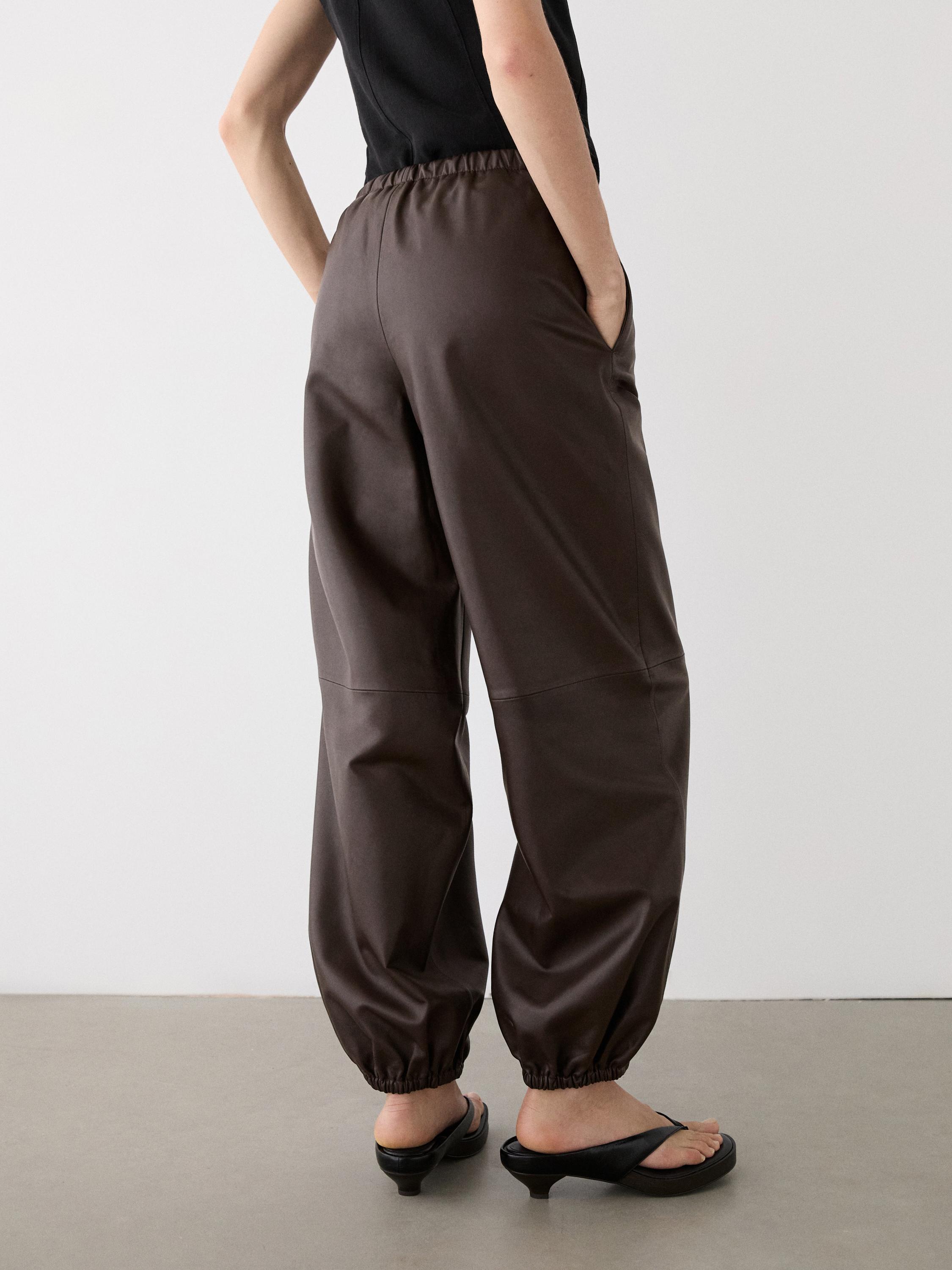 Nappa leather sarouel trousers — BROWN