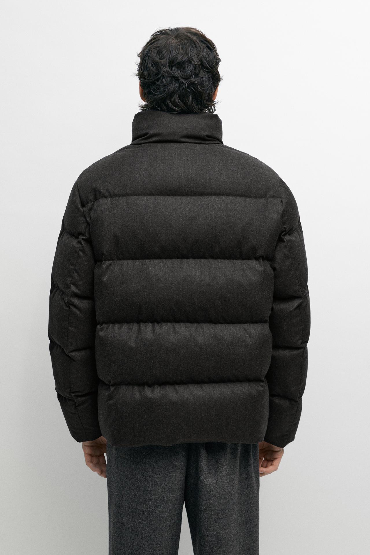 100% WOOL HIGH NECK DOWN JACKET — BROWN TONES
