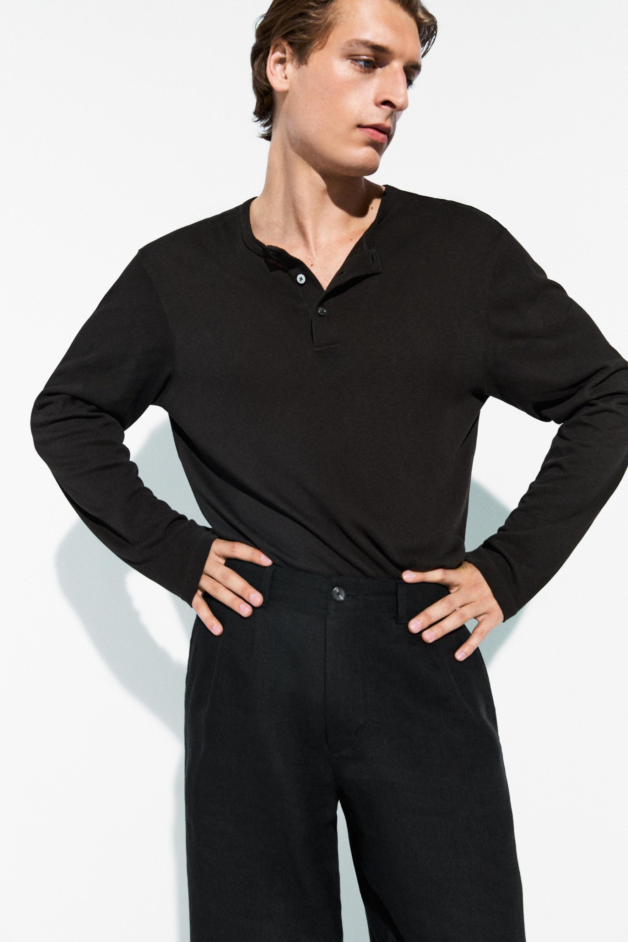 100% linen pants with dart detail — BLACK