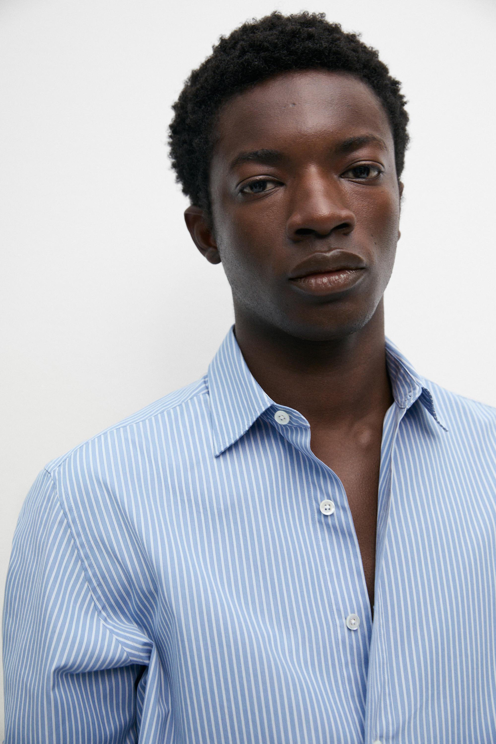 100% cotton poplin regular fit shirt — MEDIUM BLUE