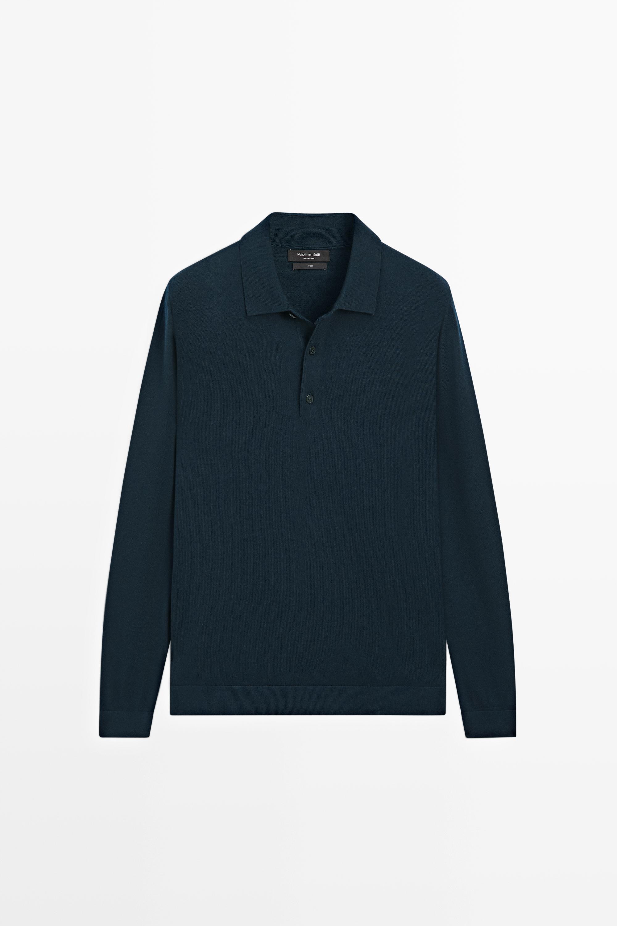 Pull polo en maille 100 % laine mérinos