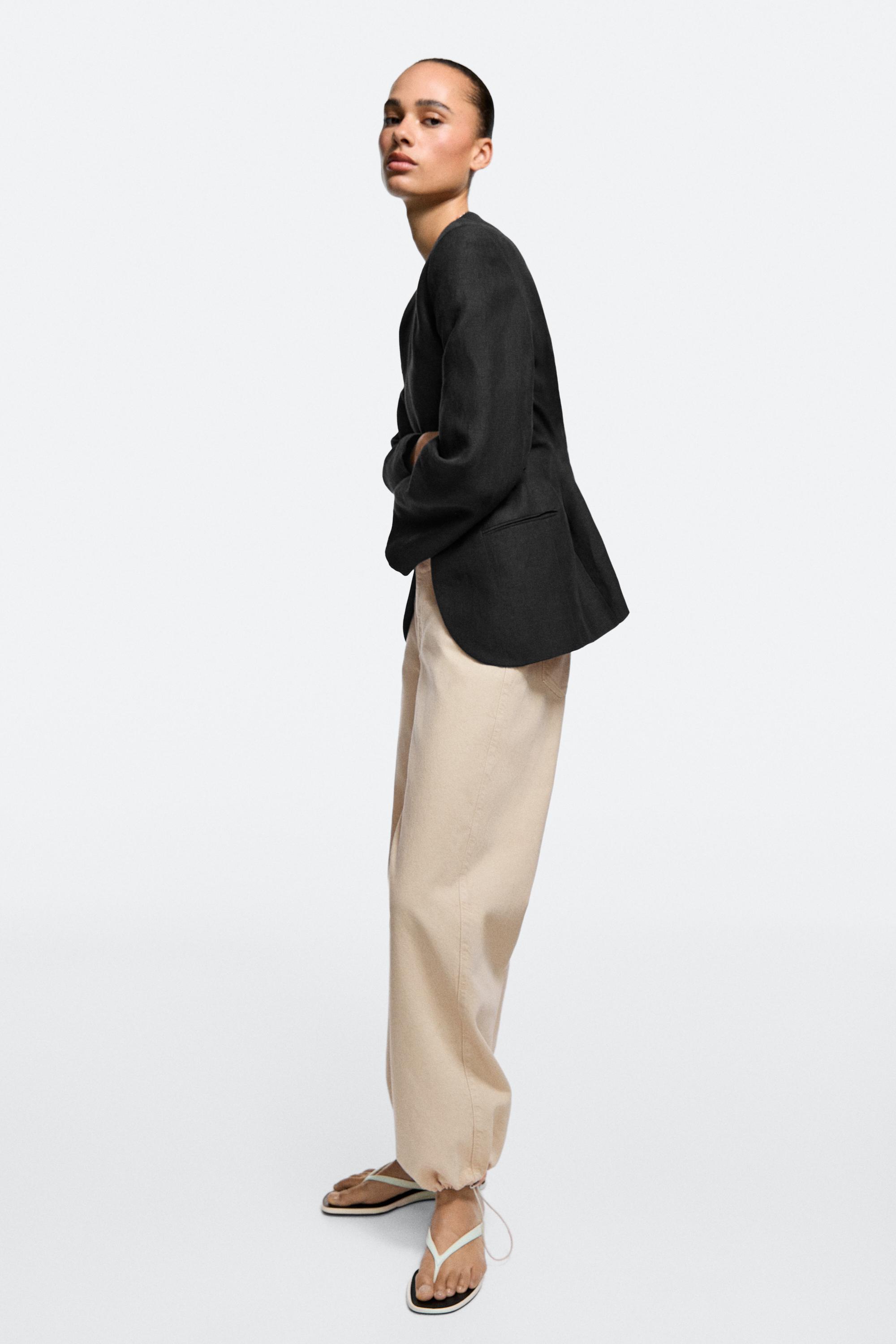 Relaxed fit parachute pants — BEIGE