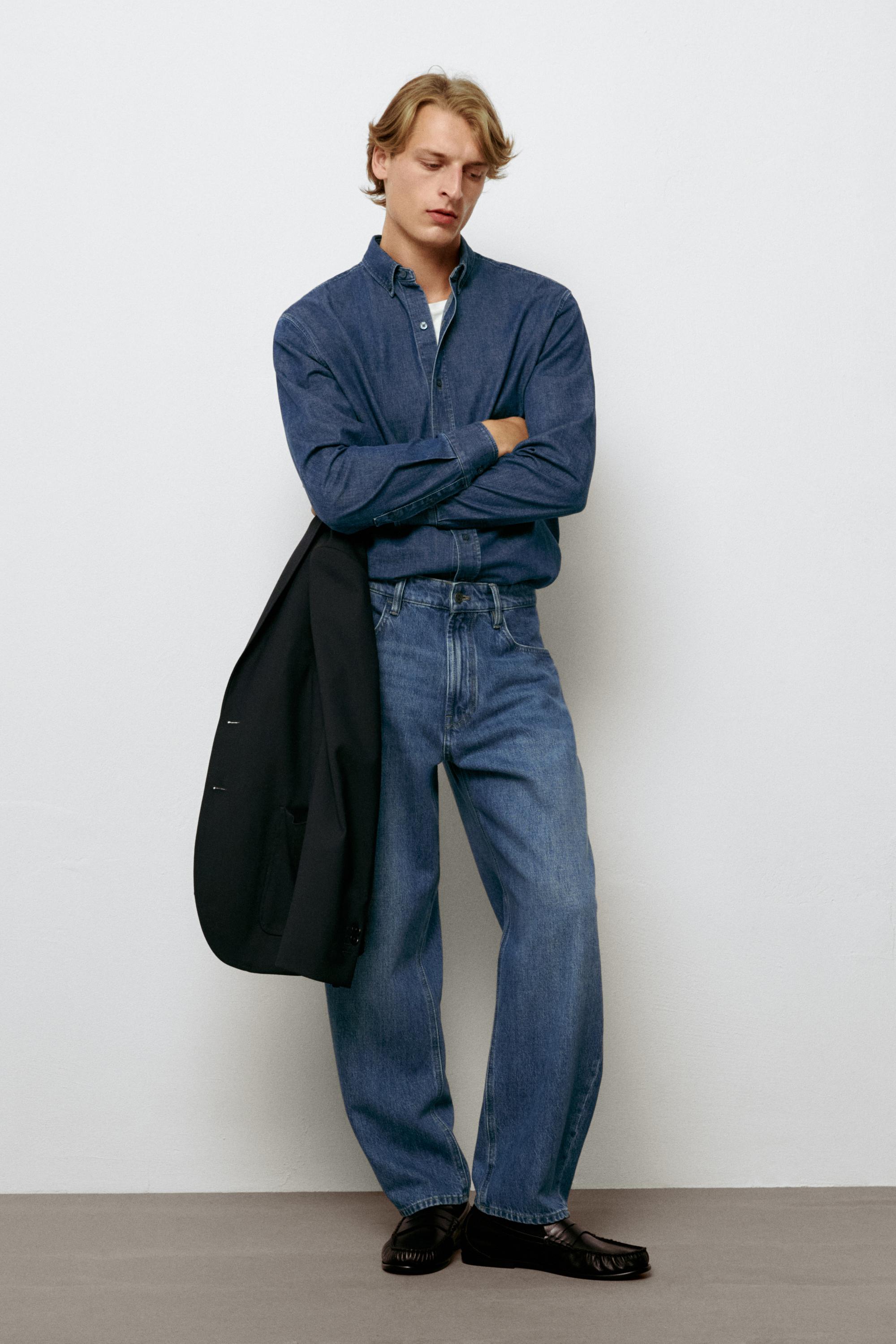 Áo sơ mi denim 100% cotton dáng ôm vừa