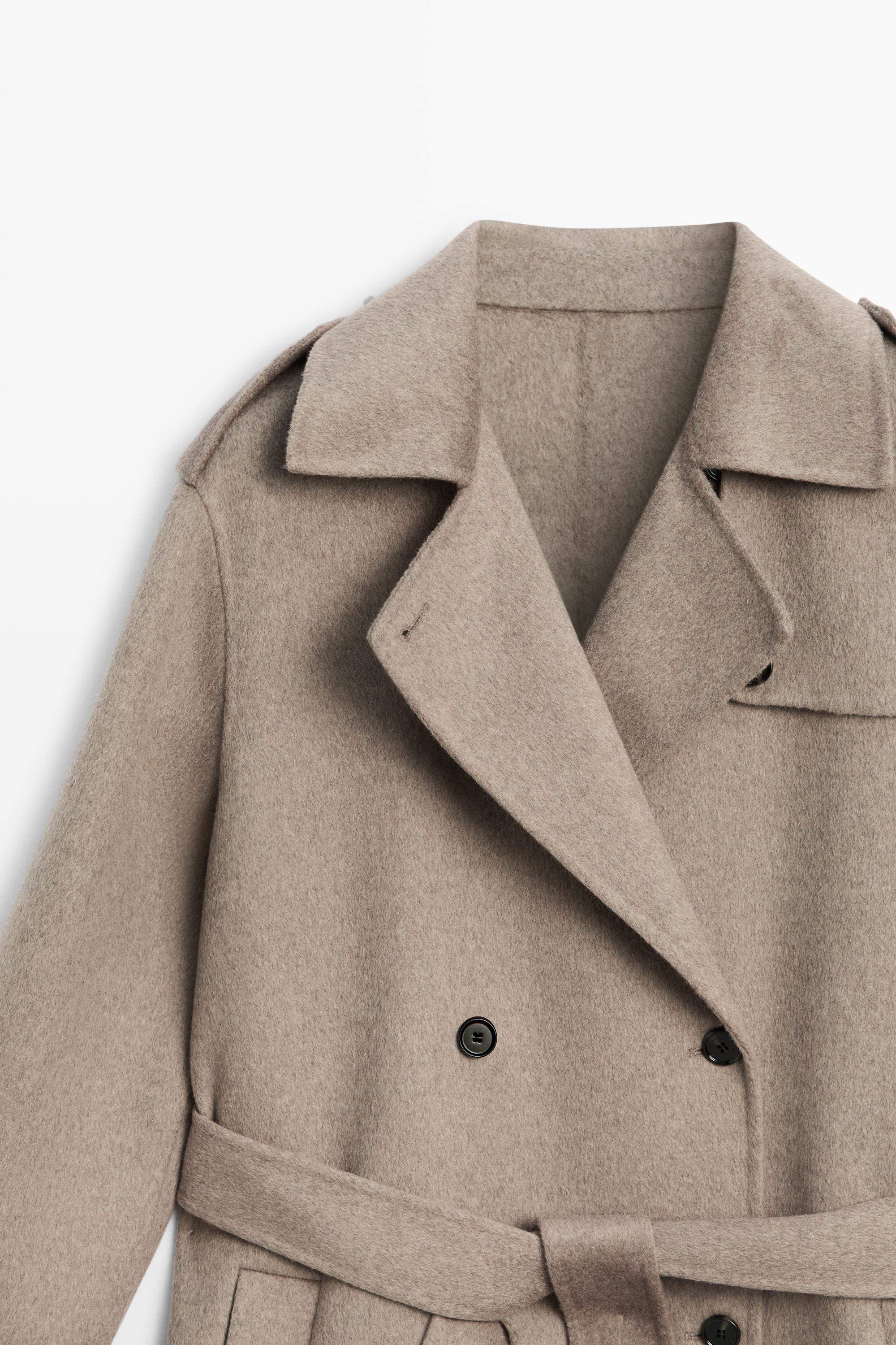 Long wool blend trench coat — GREY