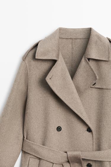 Long wool-blend trench coat — GREY 4