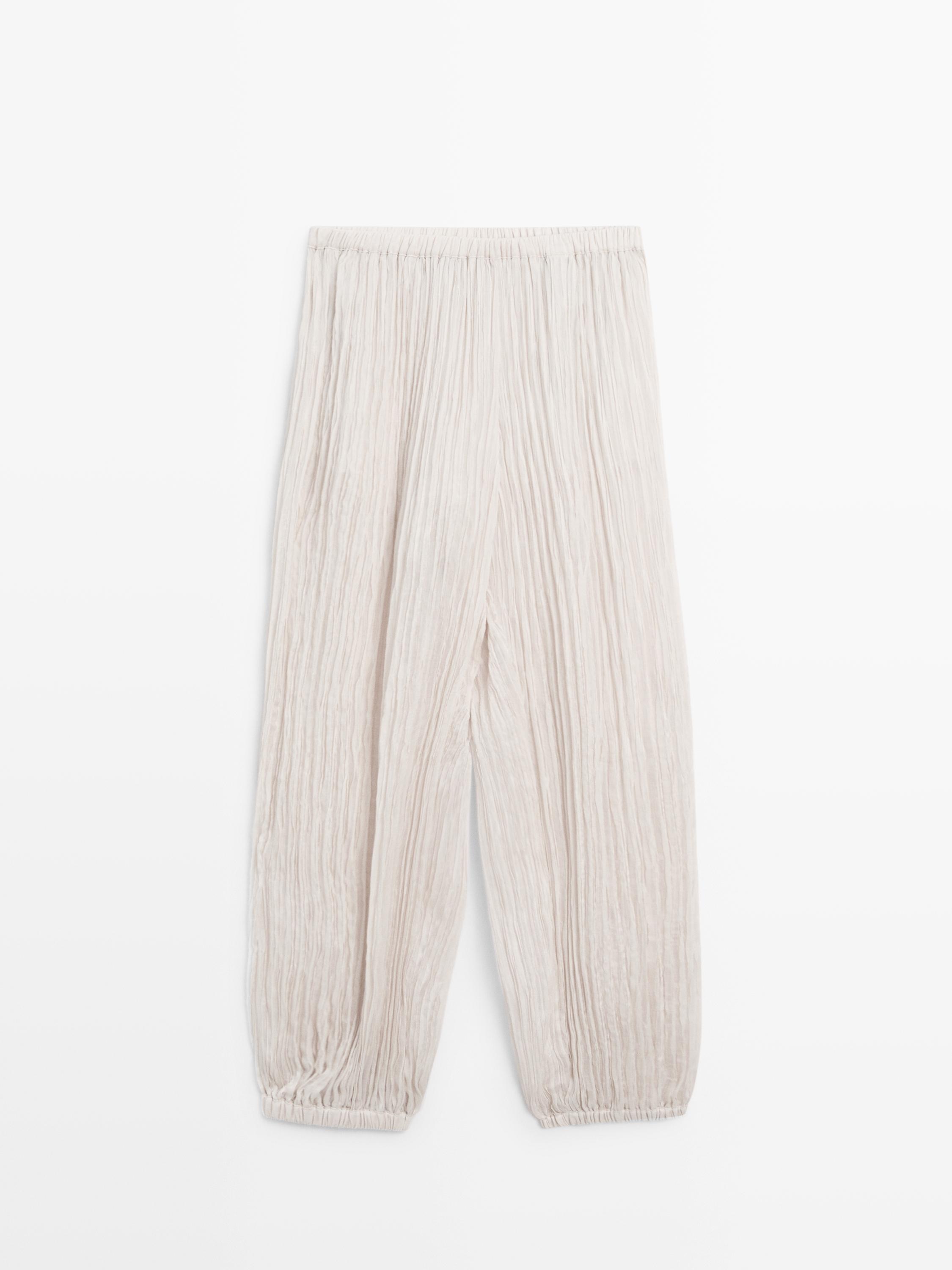 Sarouel trousers with pleated detail — CREAM
