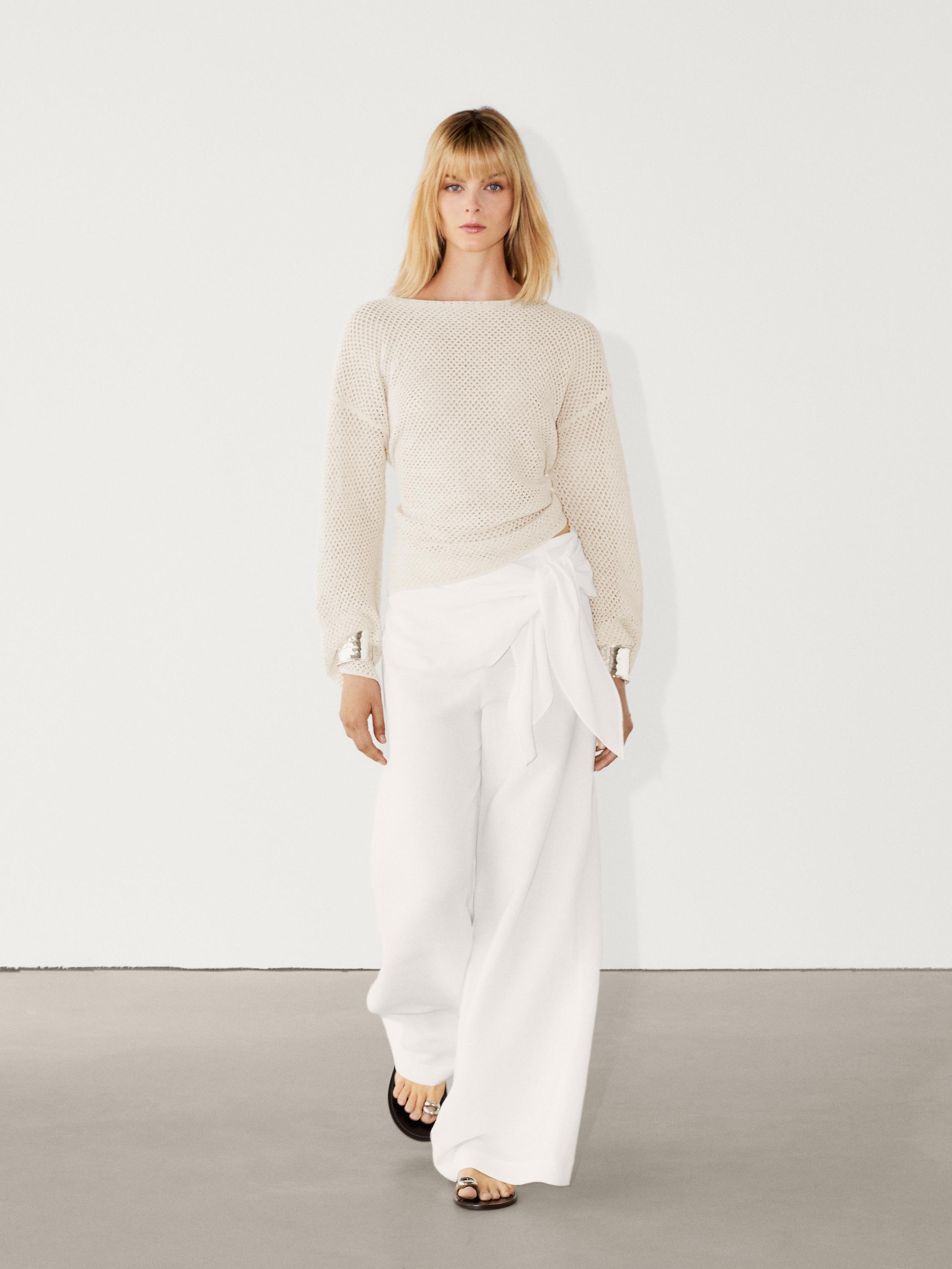 Wide-leg trousers with tie detail