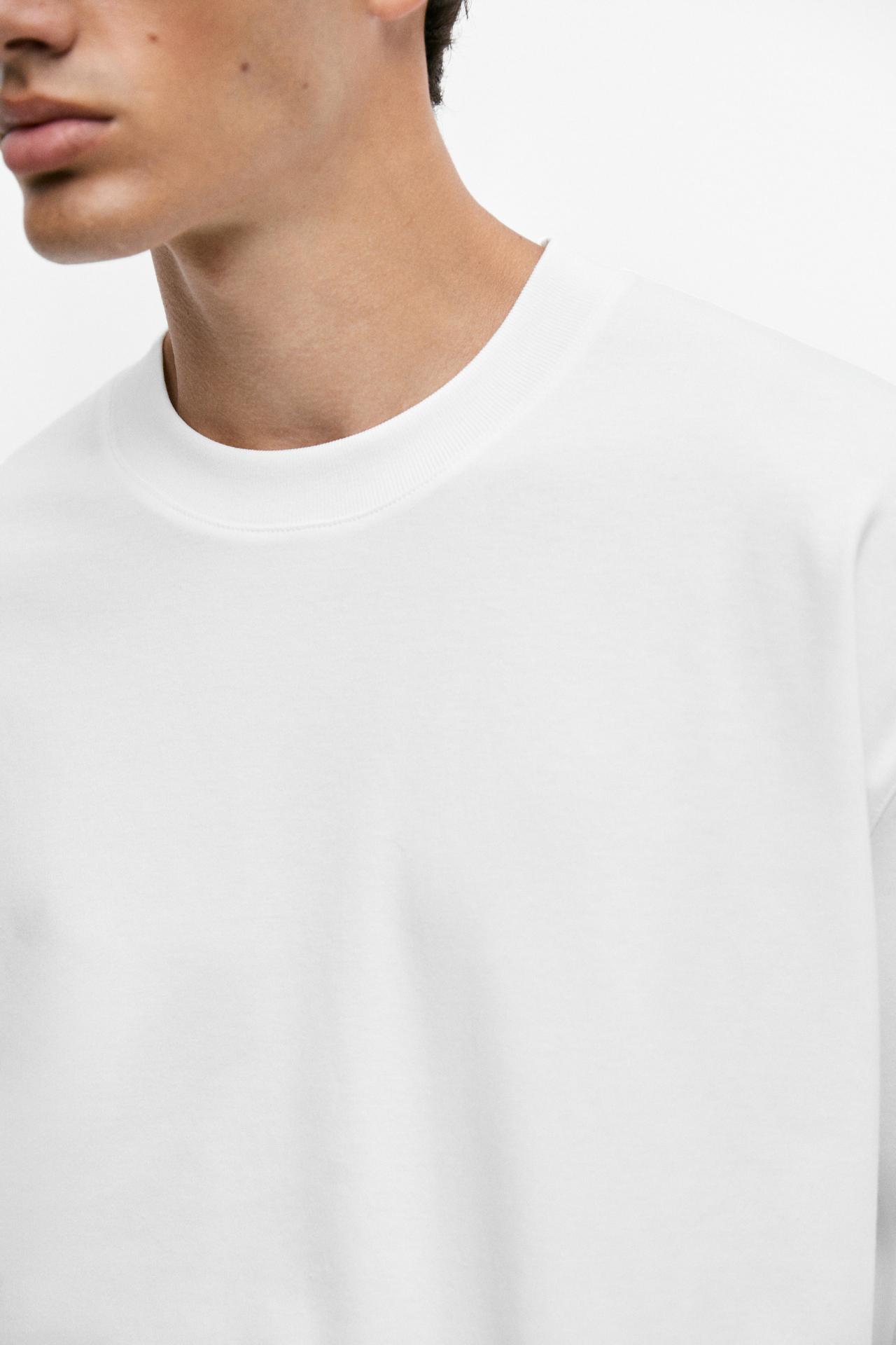 100% cotton long sleeve boxy T-shirt — WHITE
