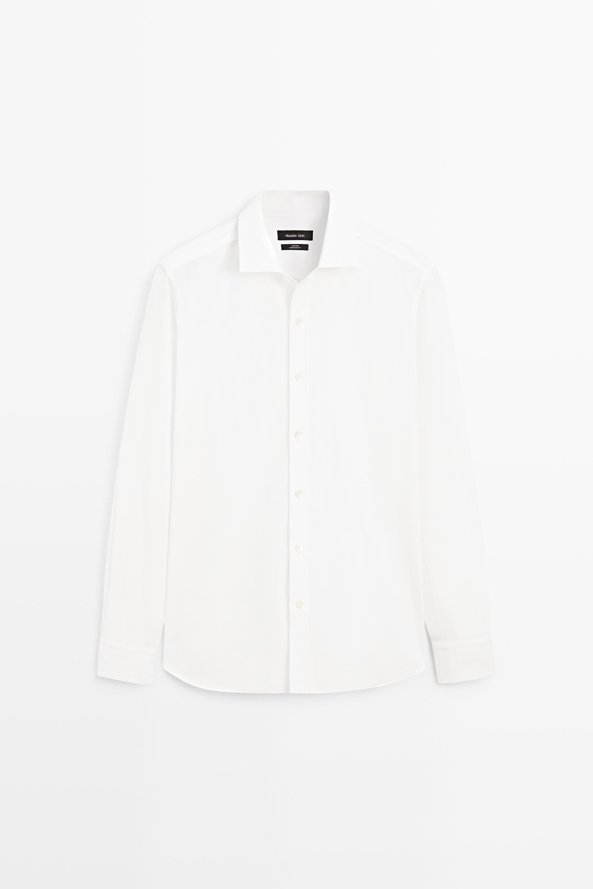 100% cotton melange twill regular fit shirt