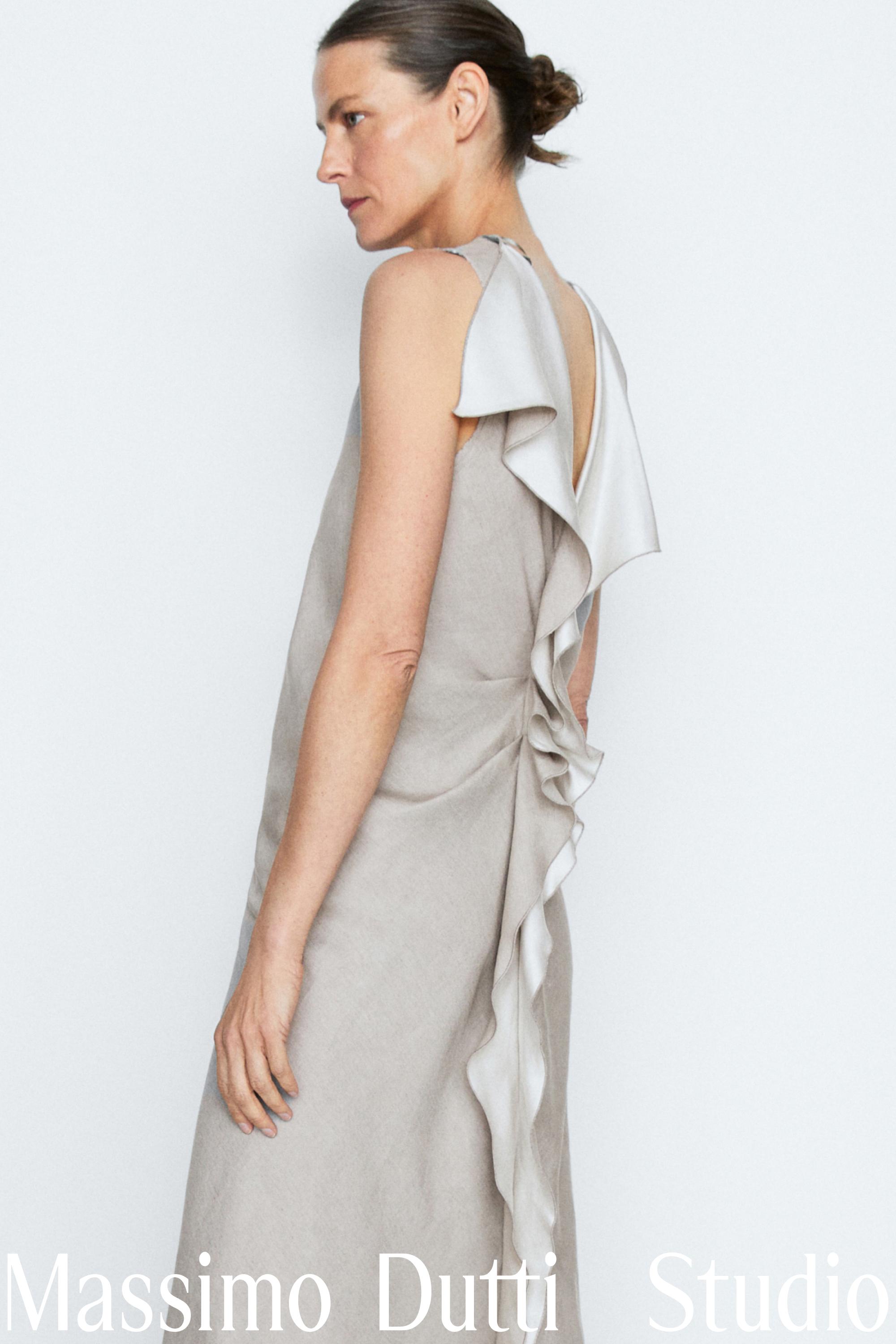 Flowing dress with ruffle detail - STUDIO — STONE