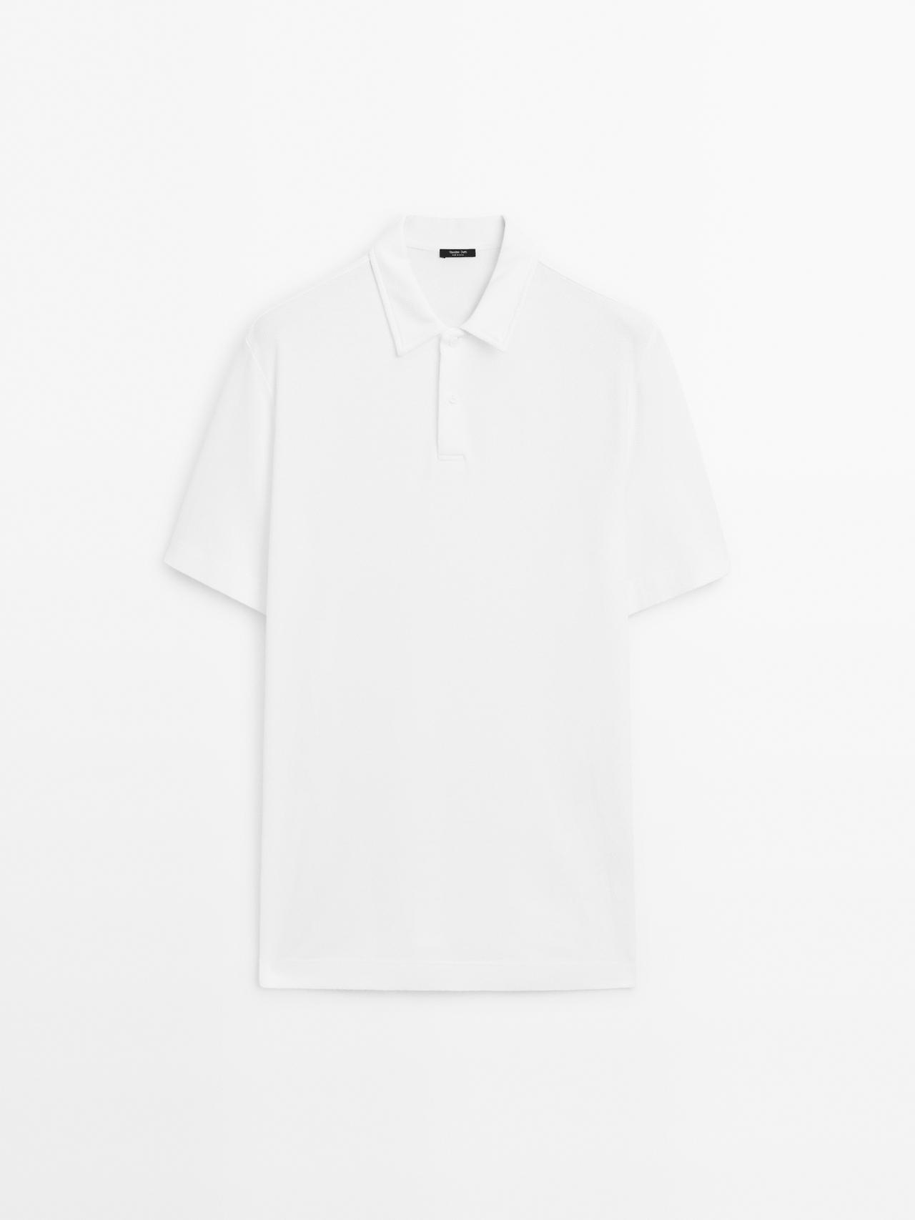 Massimo Dutti - Heren - 100% Katoenen Tricot Polo Met Structuur - Wit - S