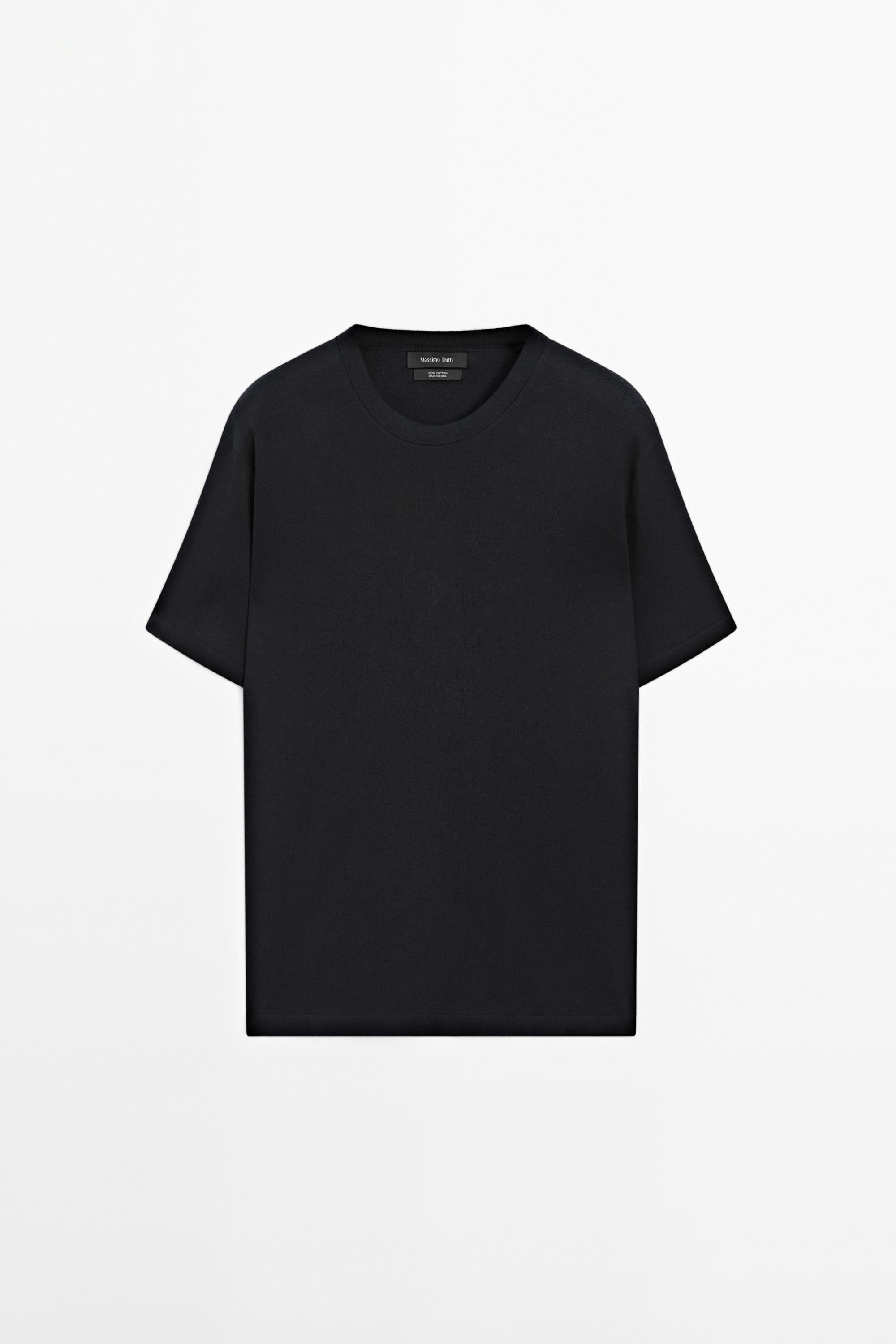 100% cotton short sleeve knit sweater — NAVY BLUE