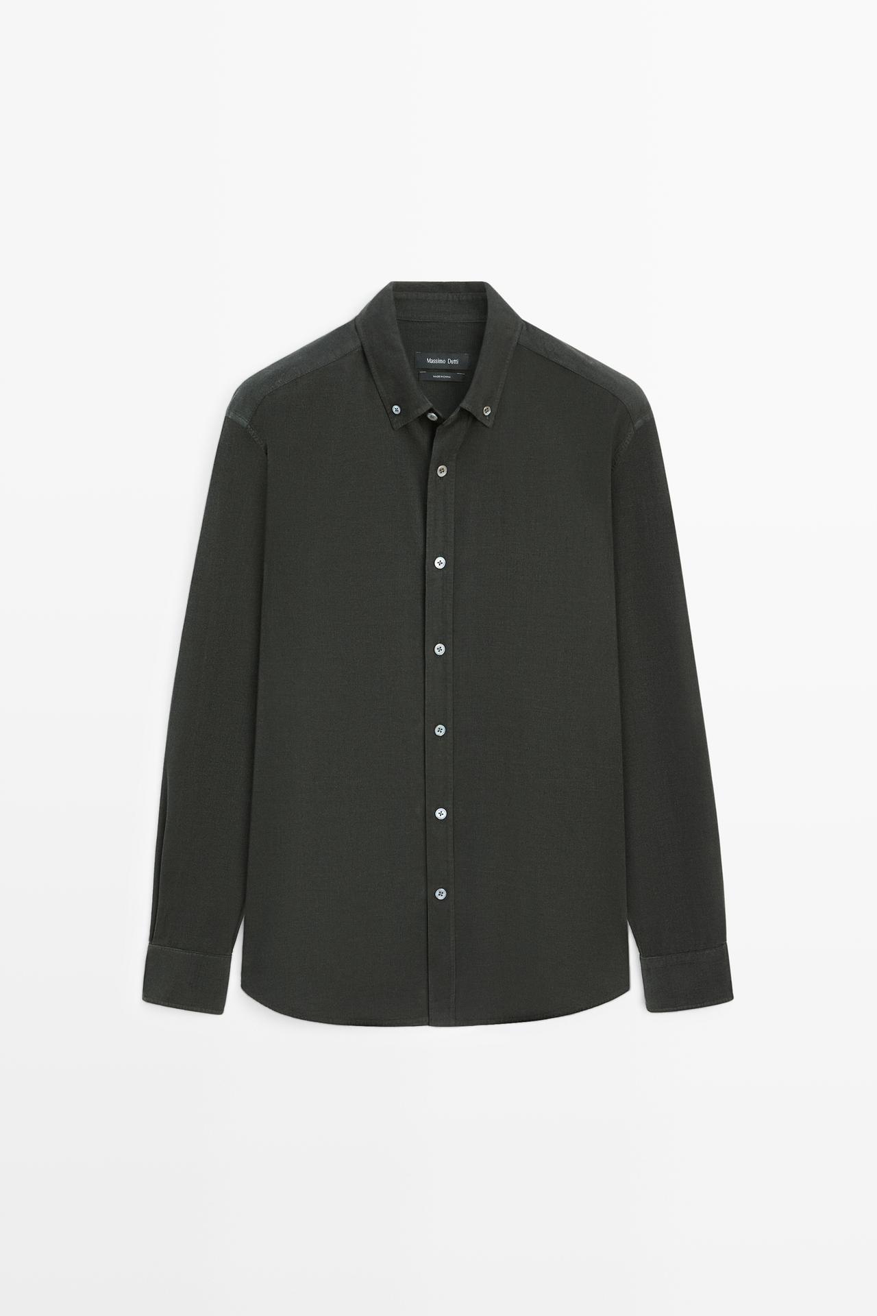 Regular fit needlecord shirt — PETROL BLUE