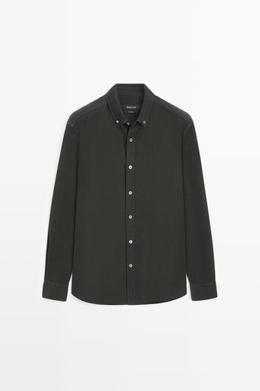 Regular fit needlecord shirt — PETROL BLUE 2