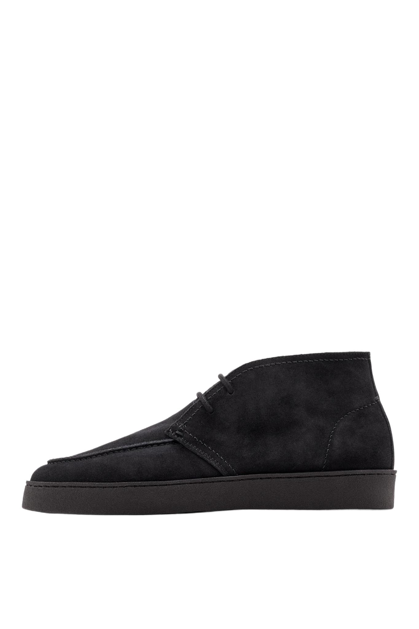 Split suede moc toe ankle-boot shoe — Dark blue