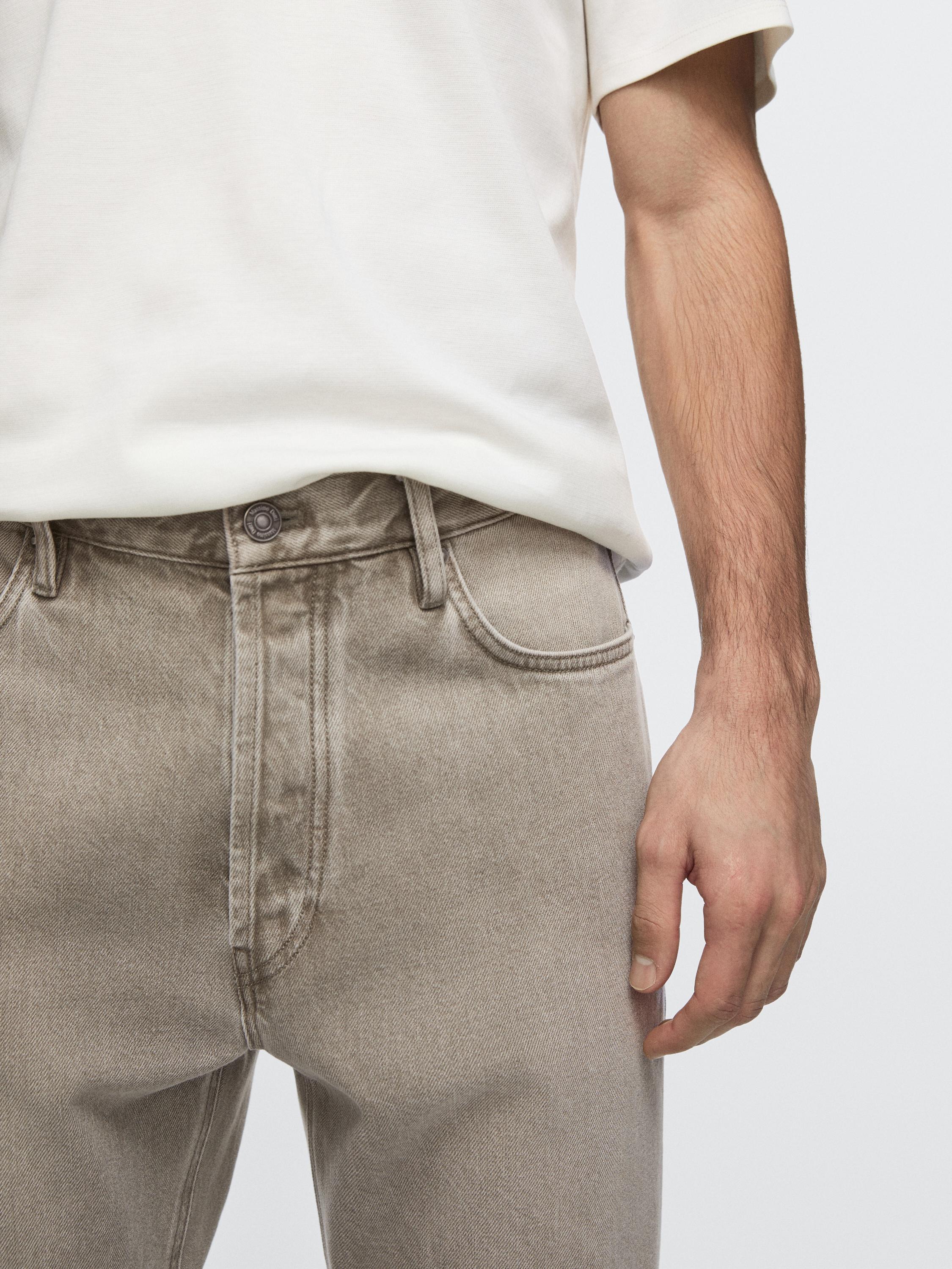 Straight-leg jeans — Greyish green