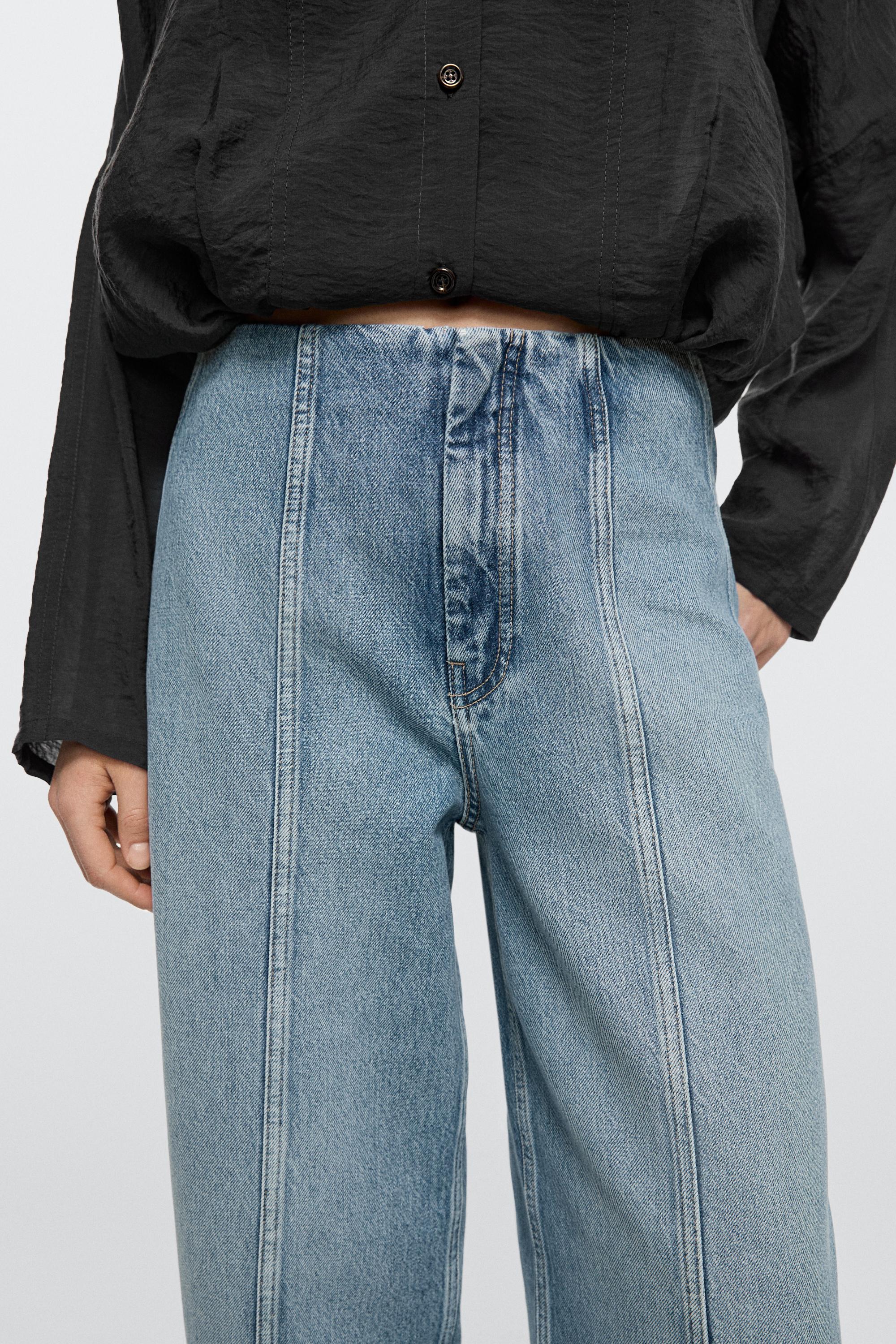 Barrel fit jeans with seam details — Light Blue
