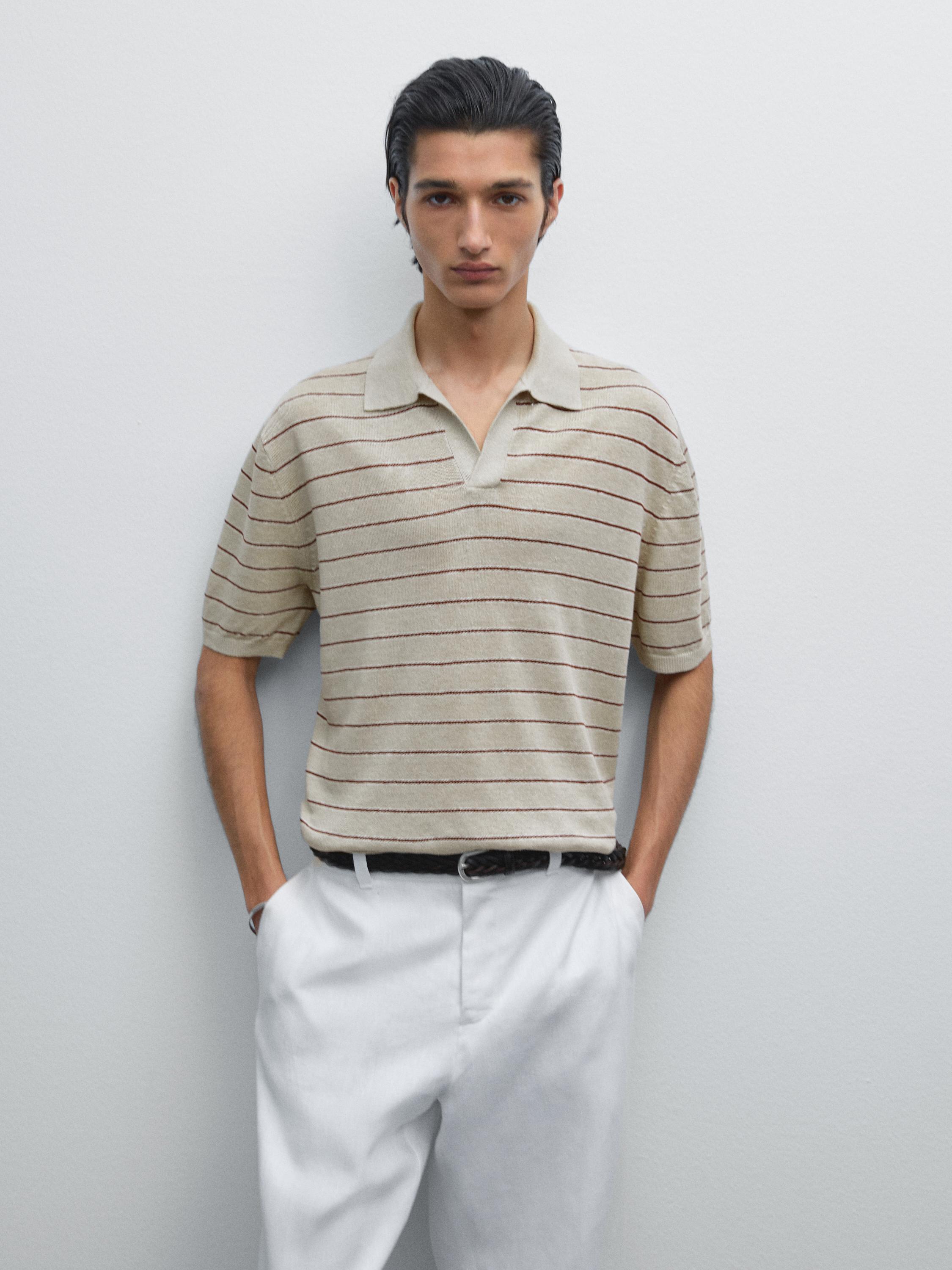 Polo rayures lin