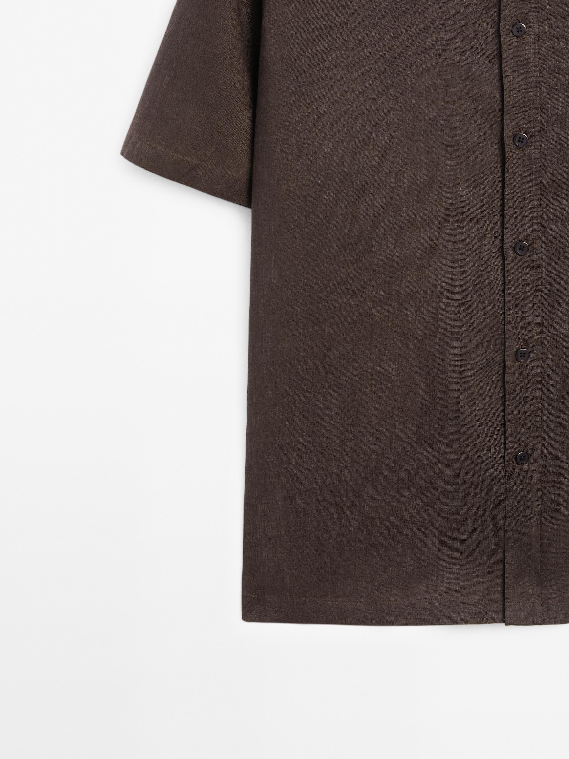 Regular fit short sleeve linen shirt