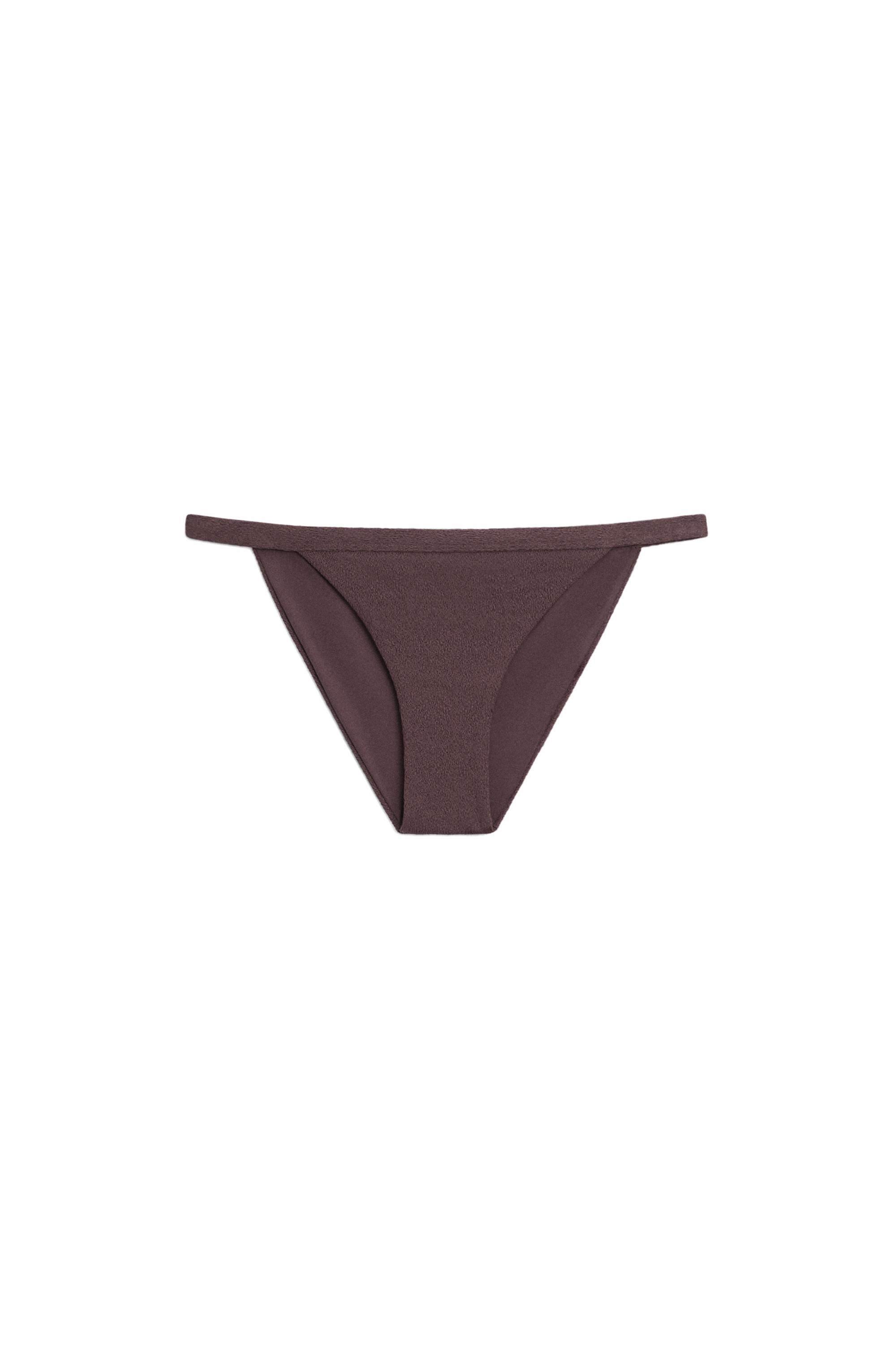 Textured bikini bottoms — BROWN
