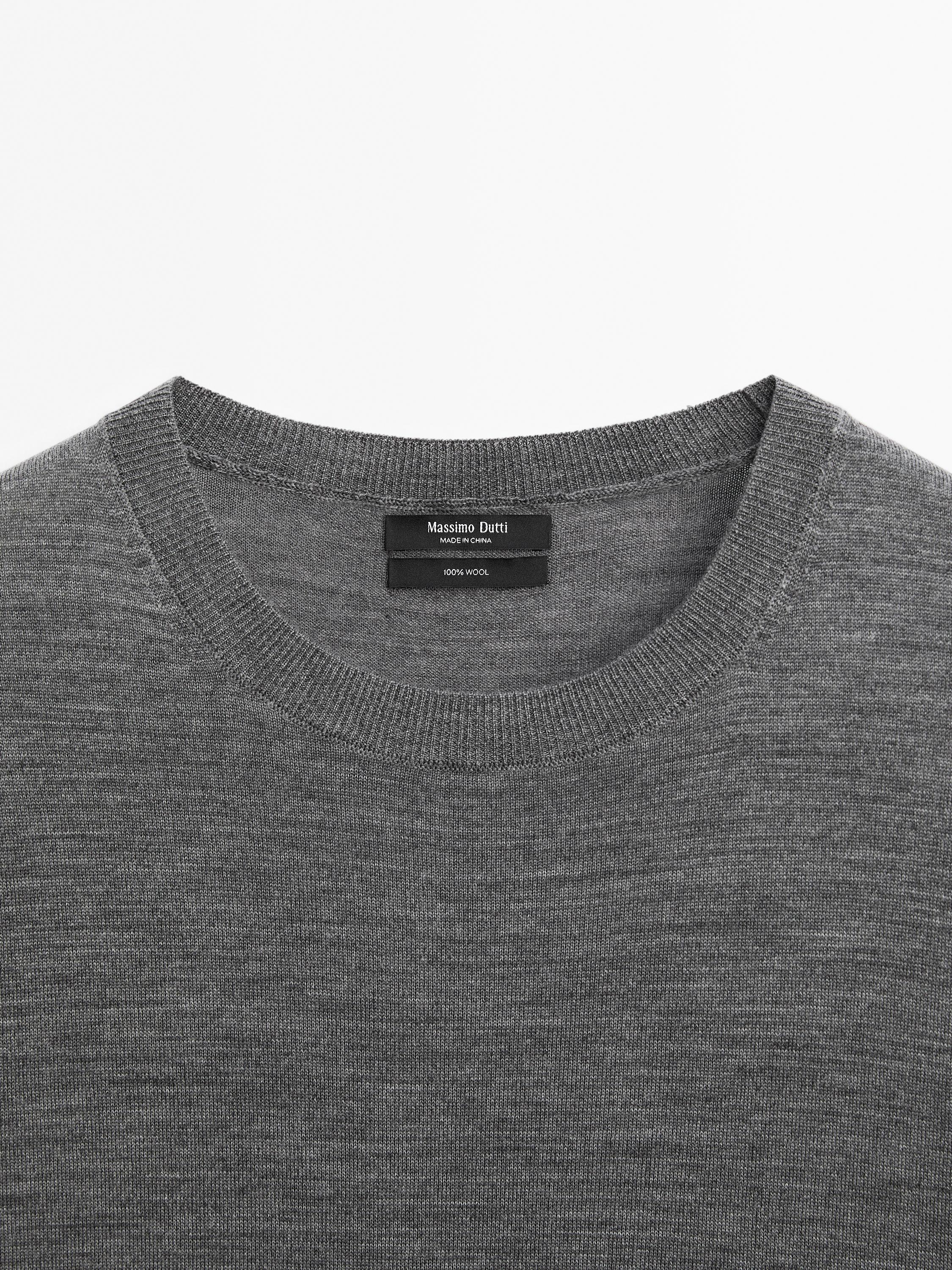 Knit wool blend sweater with crew neck