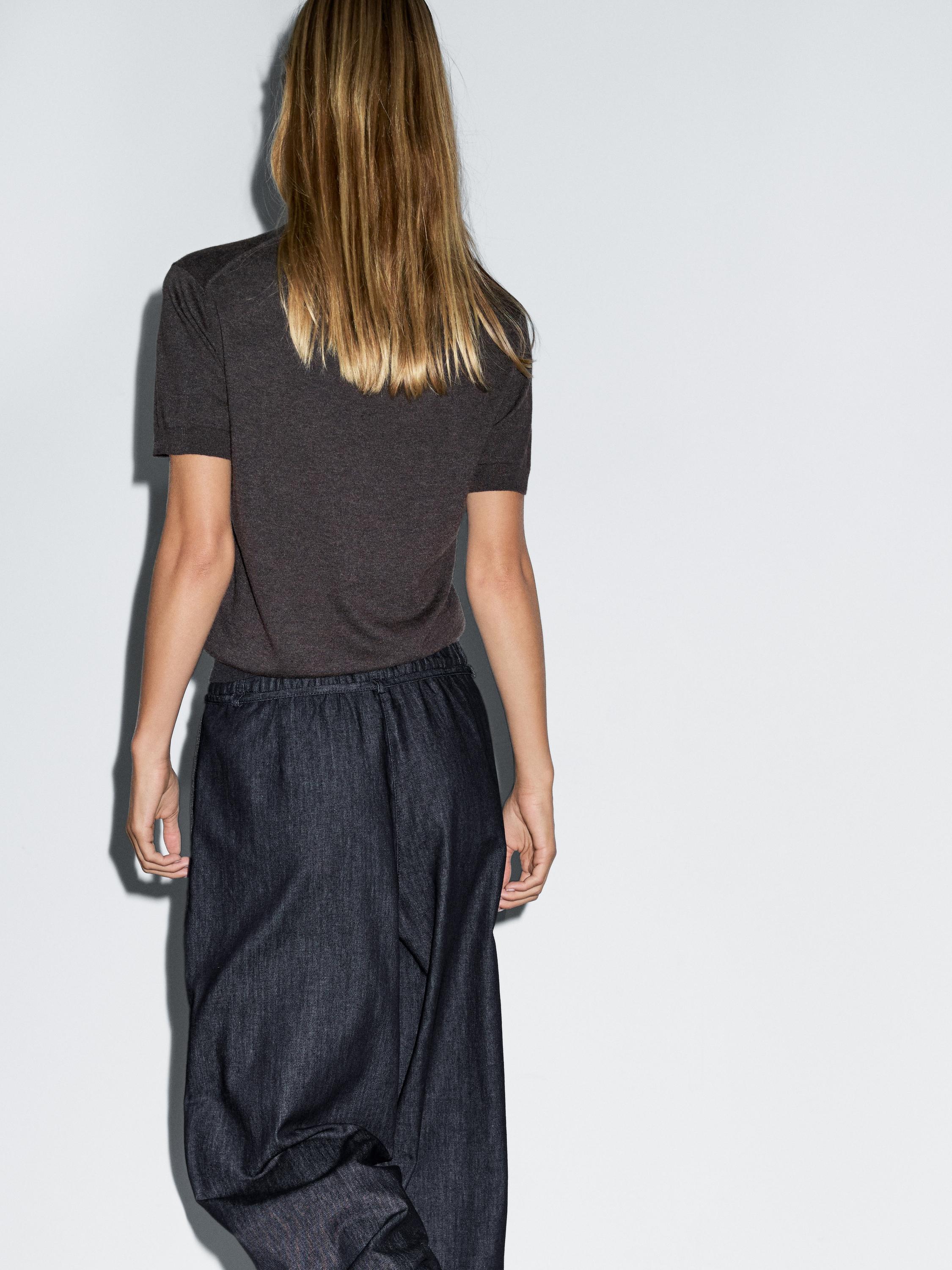 Jean large taille haute avec ceinture