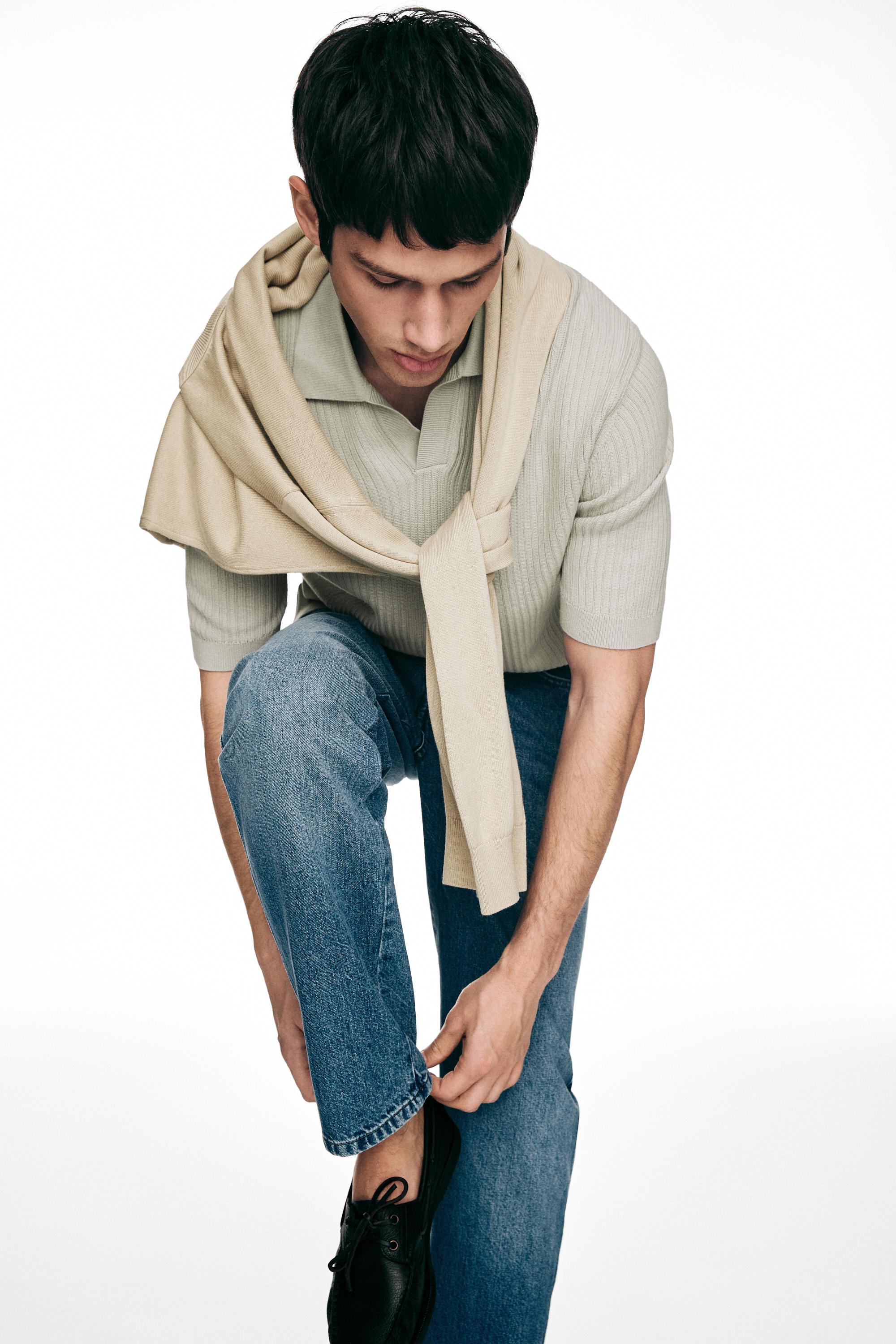 Regular fit cotton knit polo shirt — Green