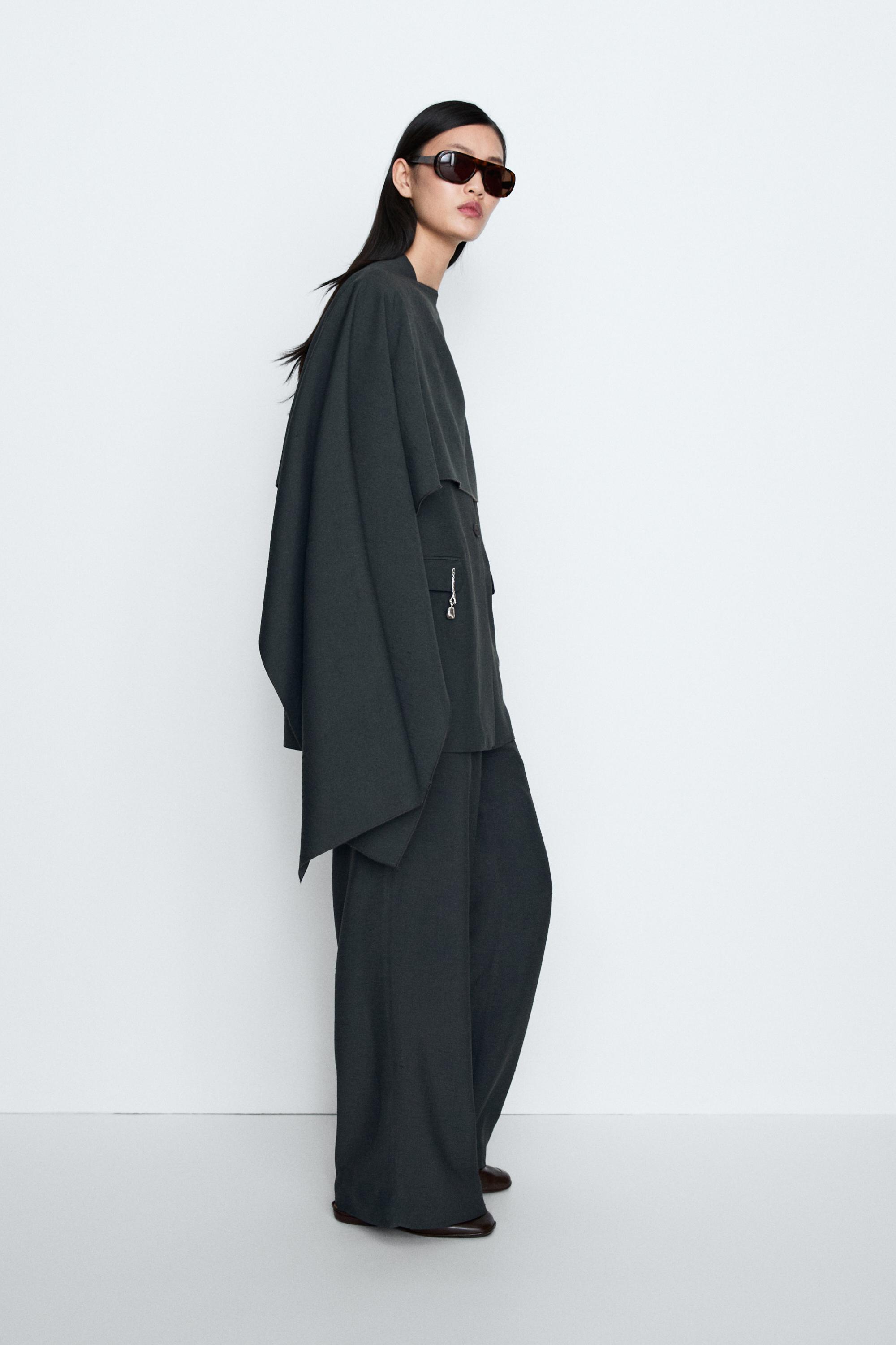 Flowing asymmetric total look cape - STUDIO — PETROLEUM