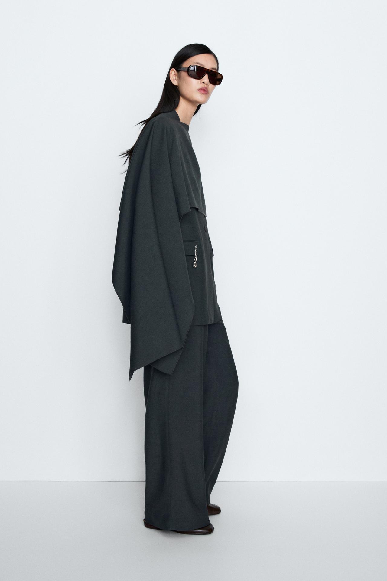 Flowing asymmetric total look cape - STUDIO — PETROLEUM