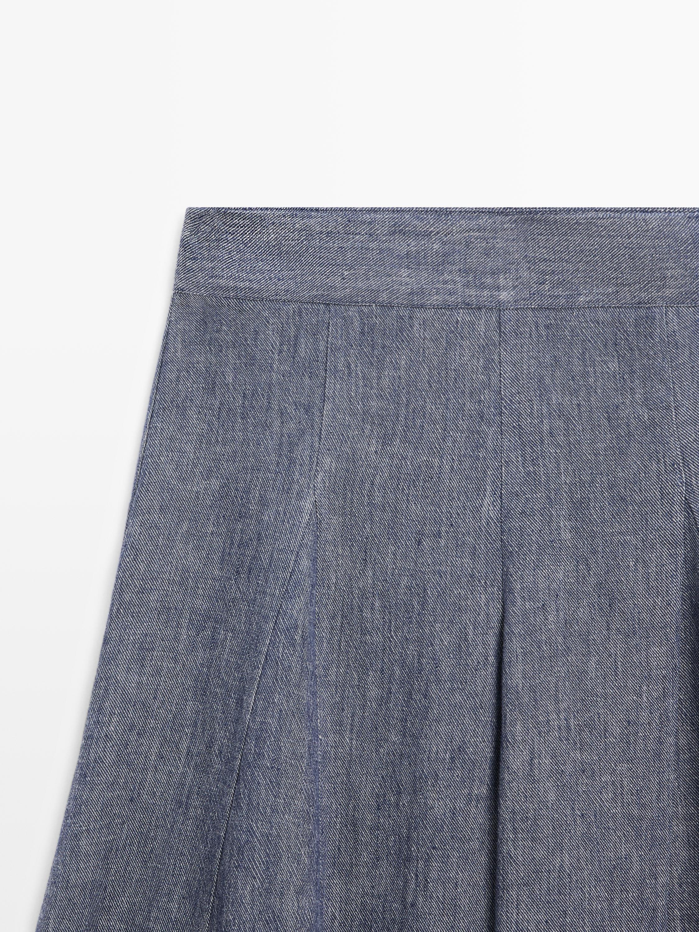 Pleated palazzo trousers — Dark Blue