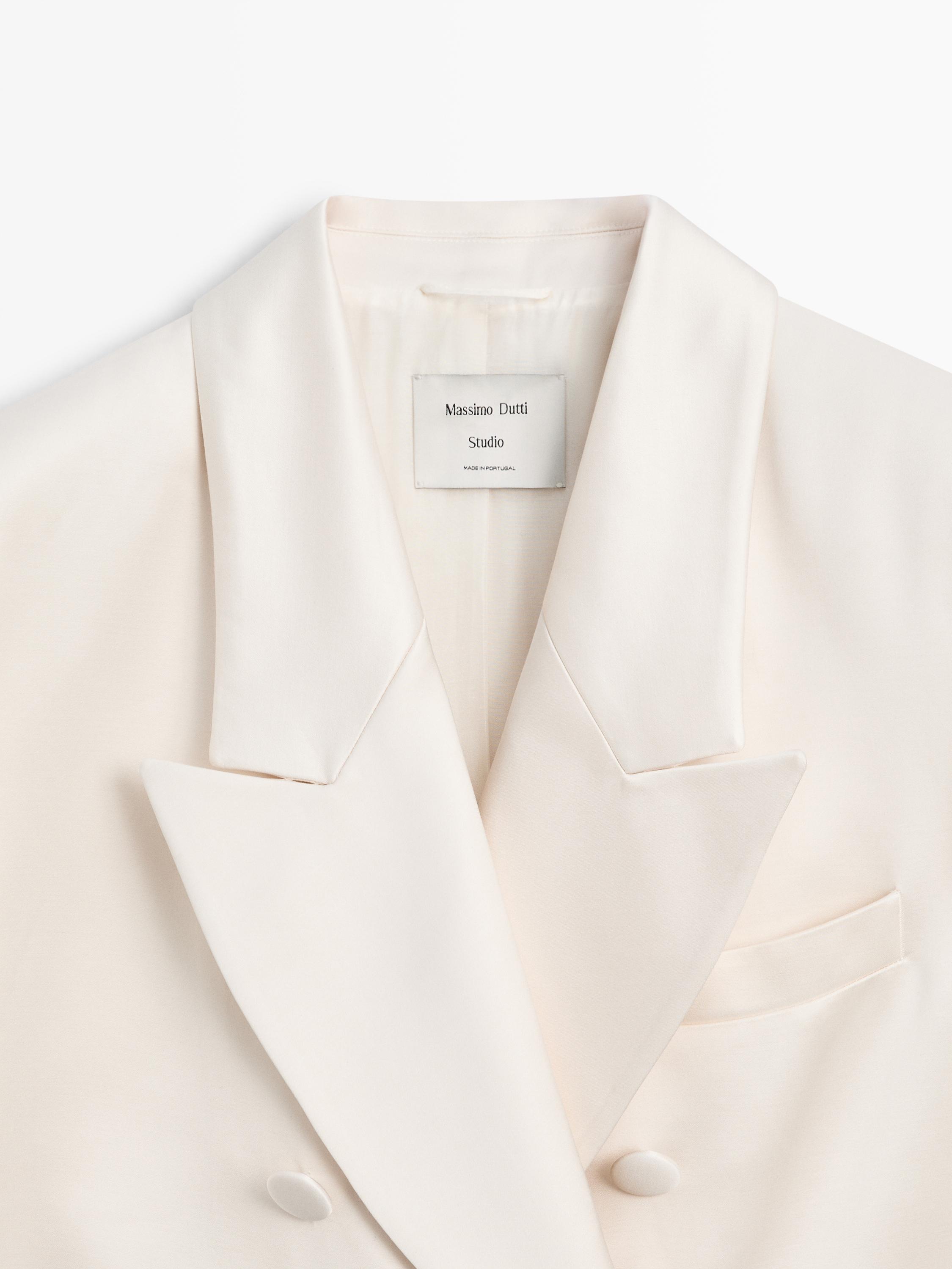 Satin blazer with buttons - STUDIO — Beige