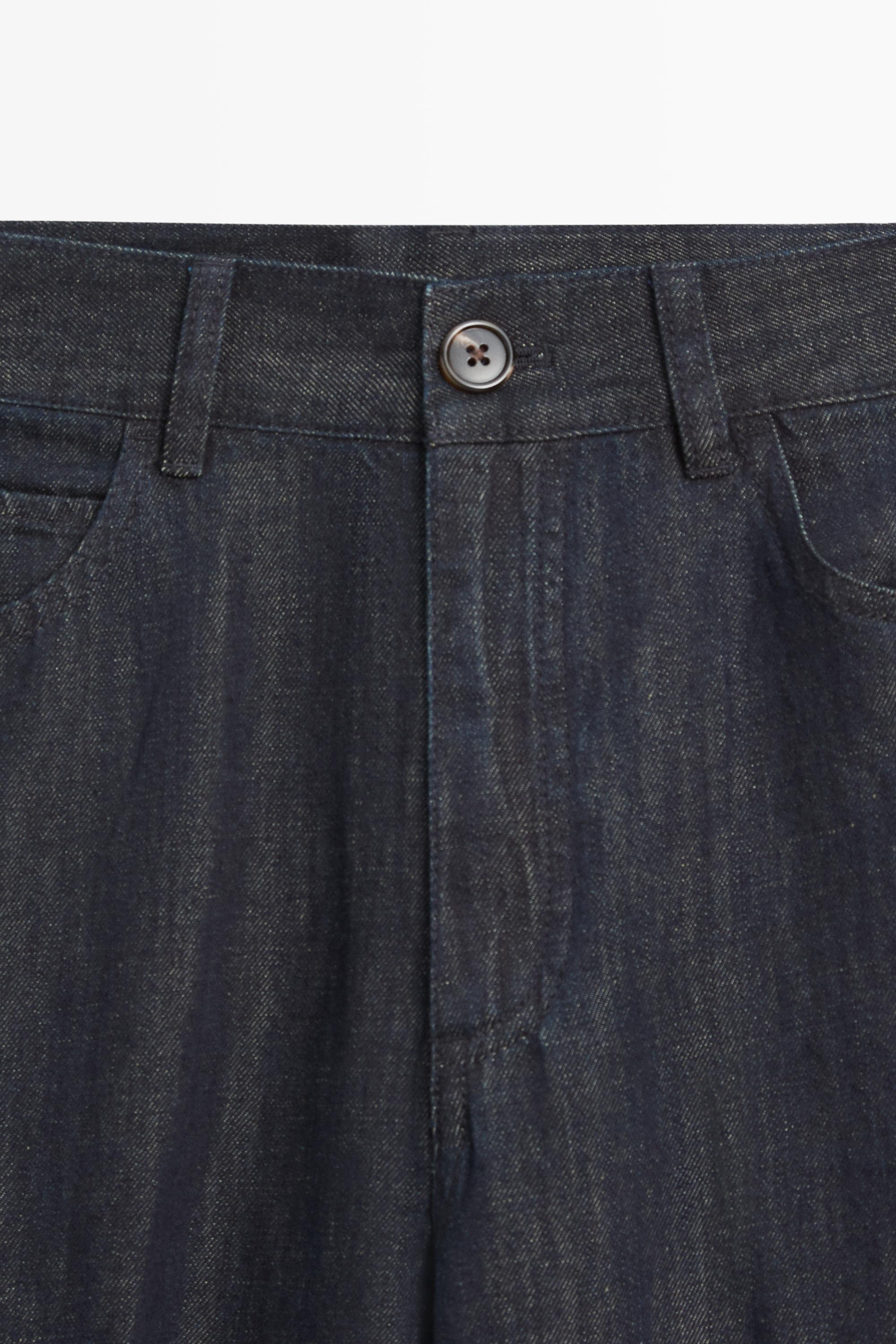 High-waist palazzo denim pants co-ord — DARK BLUE