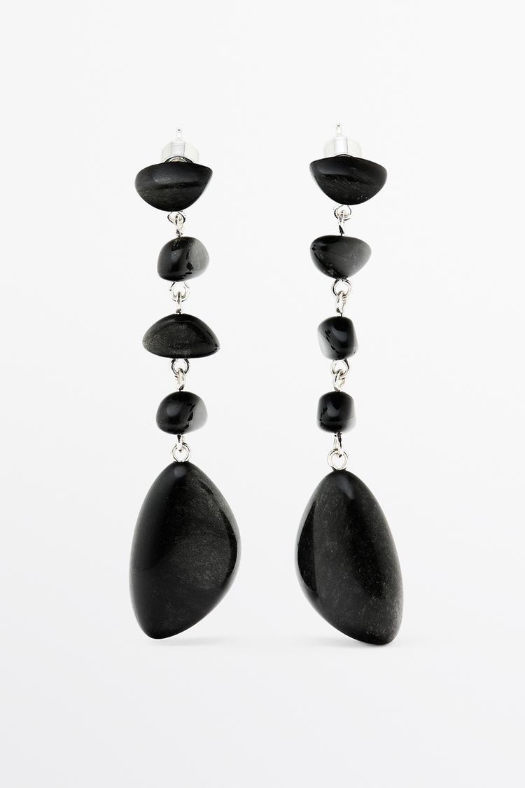 Gemstone dangle earrings — BLACK