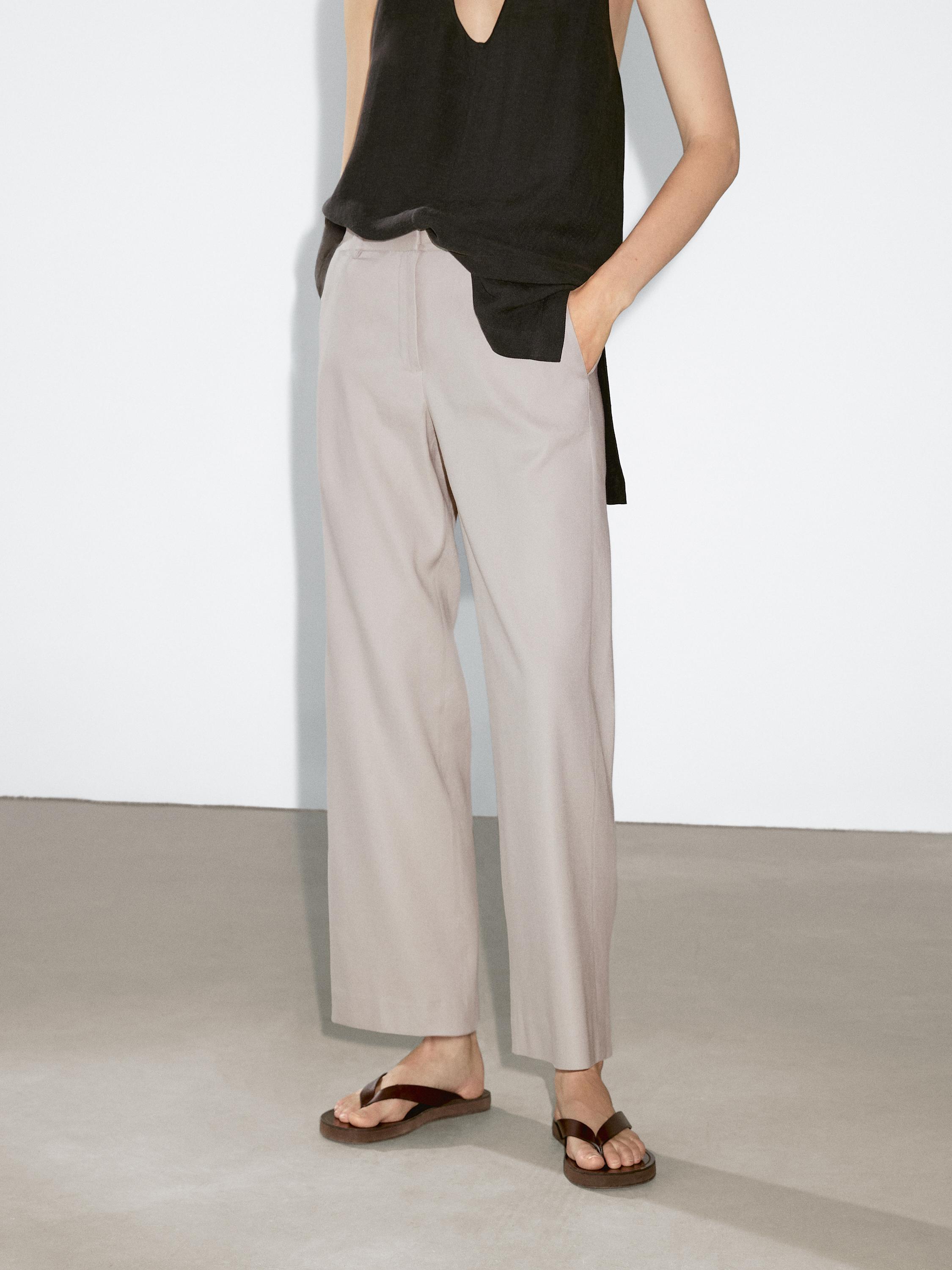 Stretch linen blend trousers