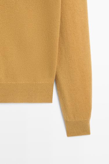 Knit 100% cashmere round neck sweater — MUSTARD YELLOW 7