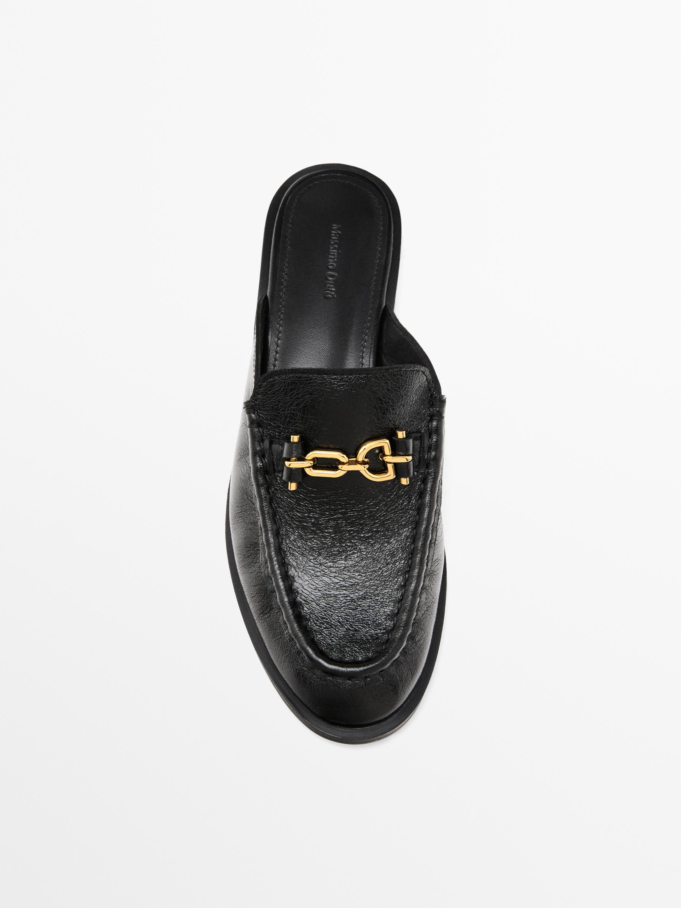 Slingback shoes with metallic detail