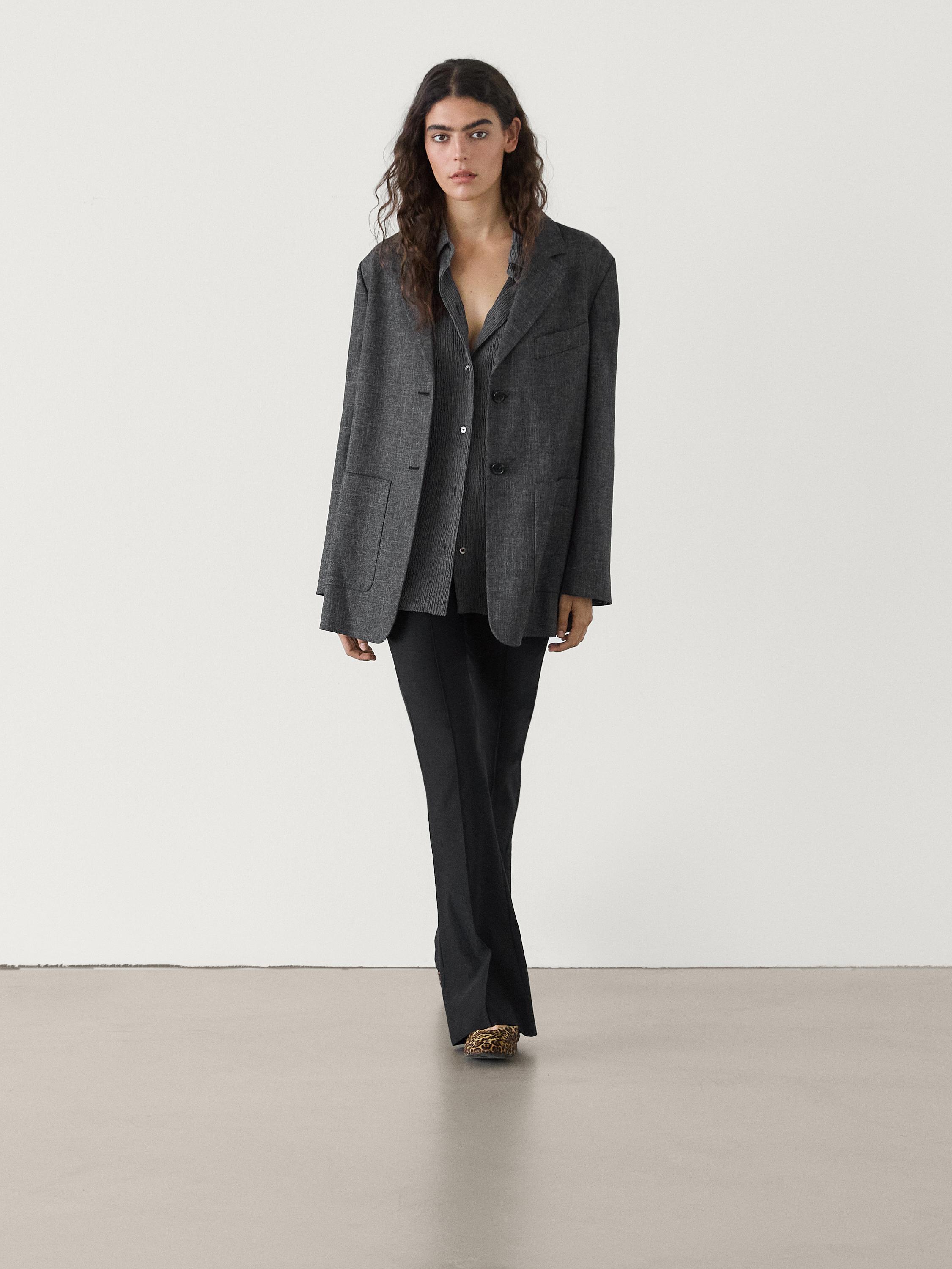 Pantalon flare élastiqué NOIR