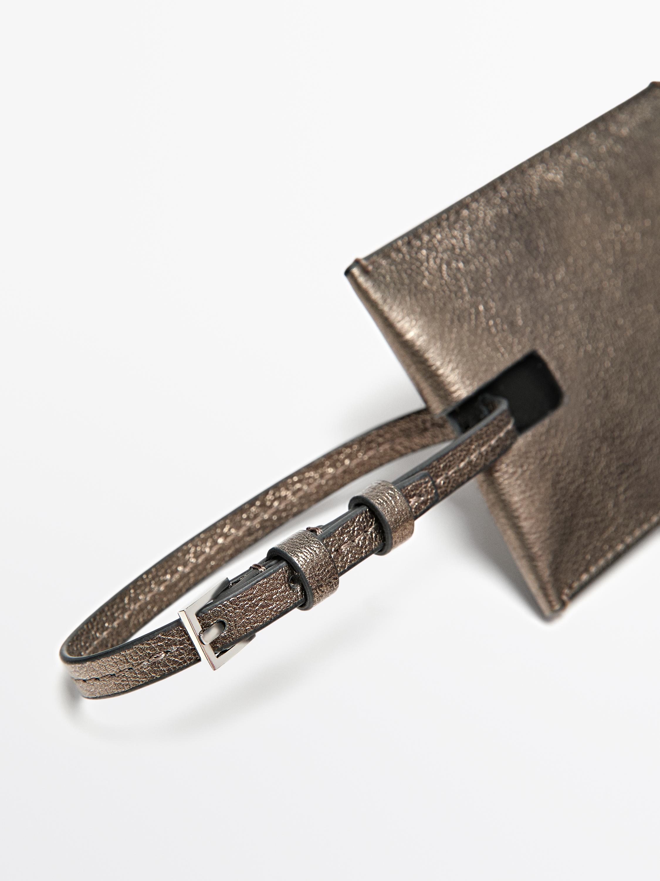 Nappa leather luggage tag — SILVER