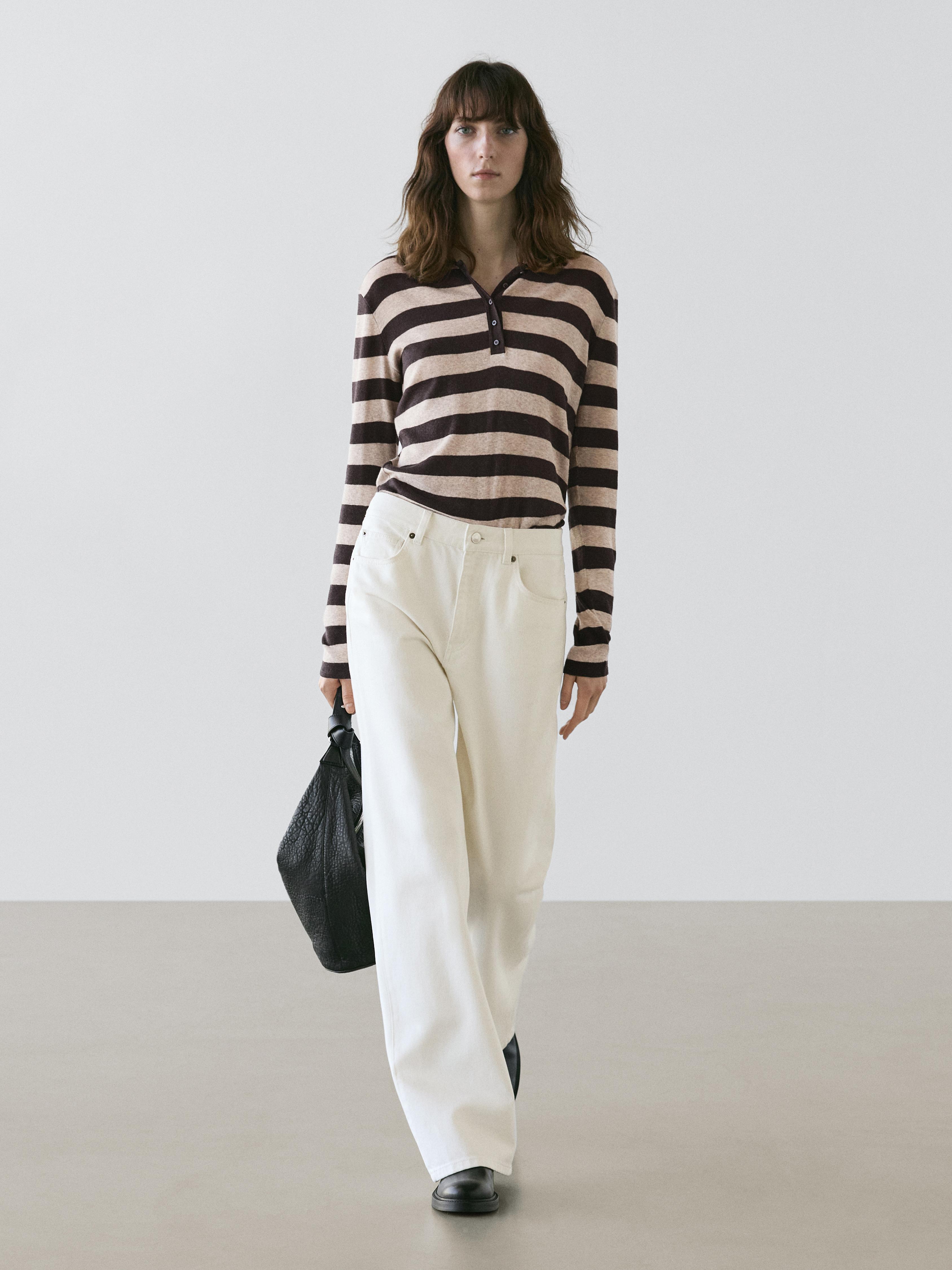 Cotton blend polo knit jumper