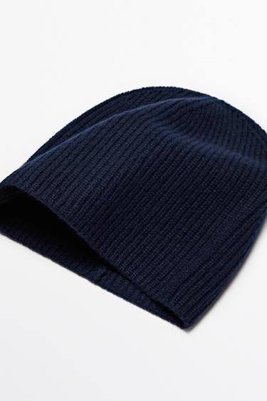 100% cashmere knit beanie — NAVY BLUE 2