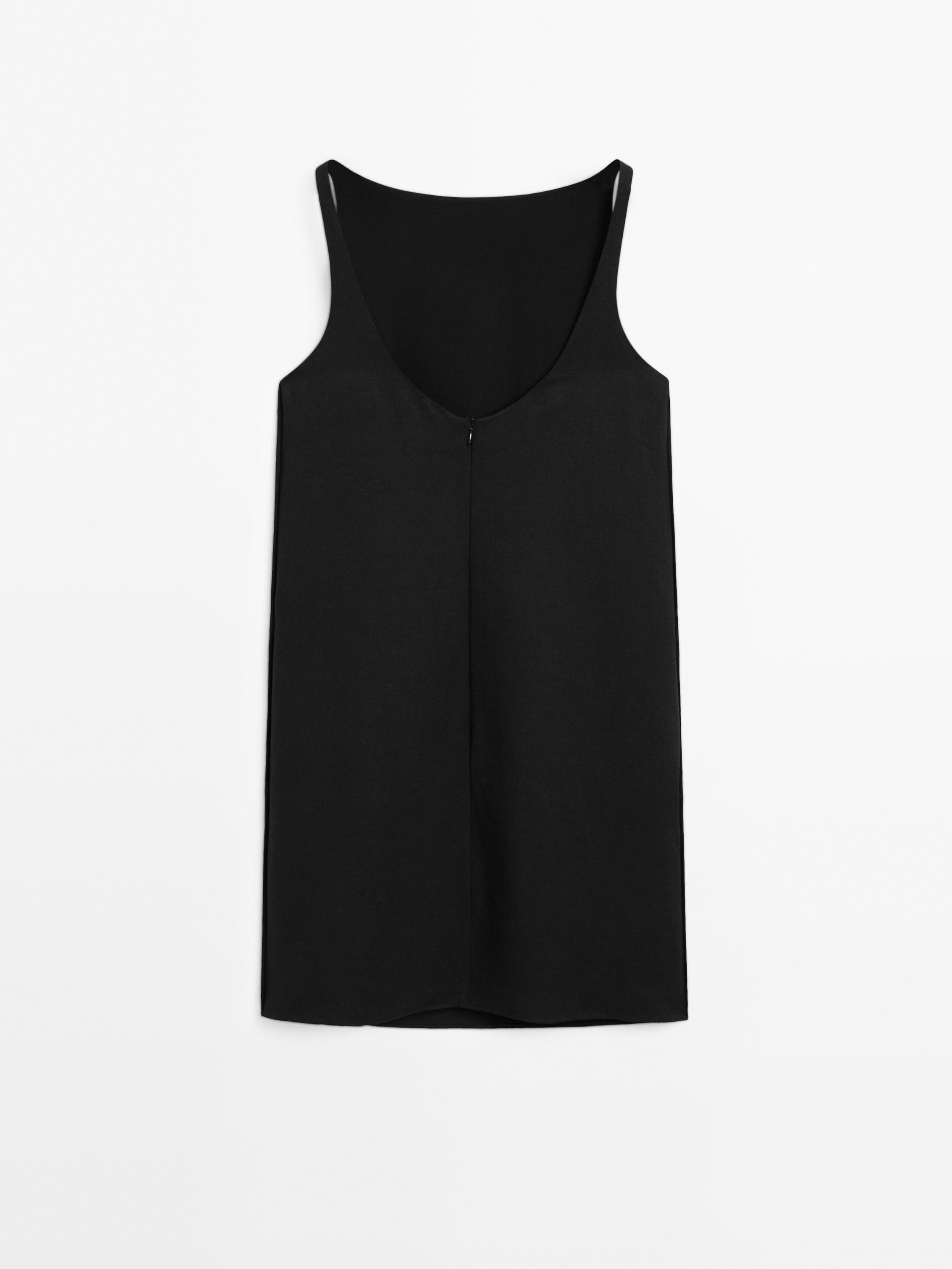 Linen blend mini dress