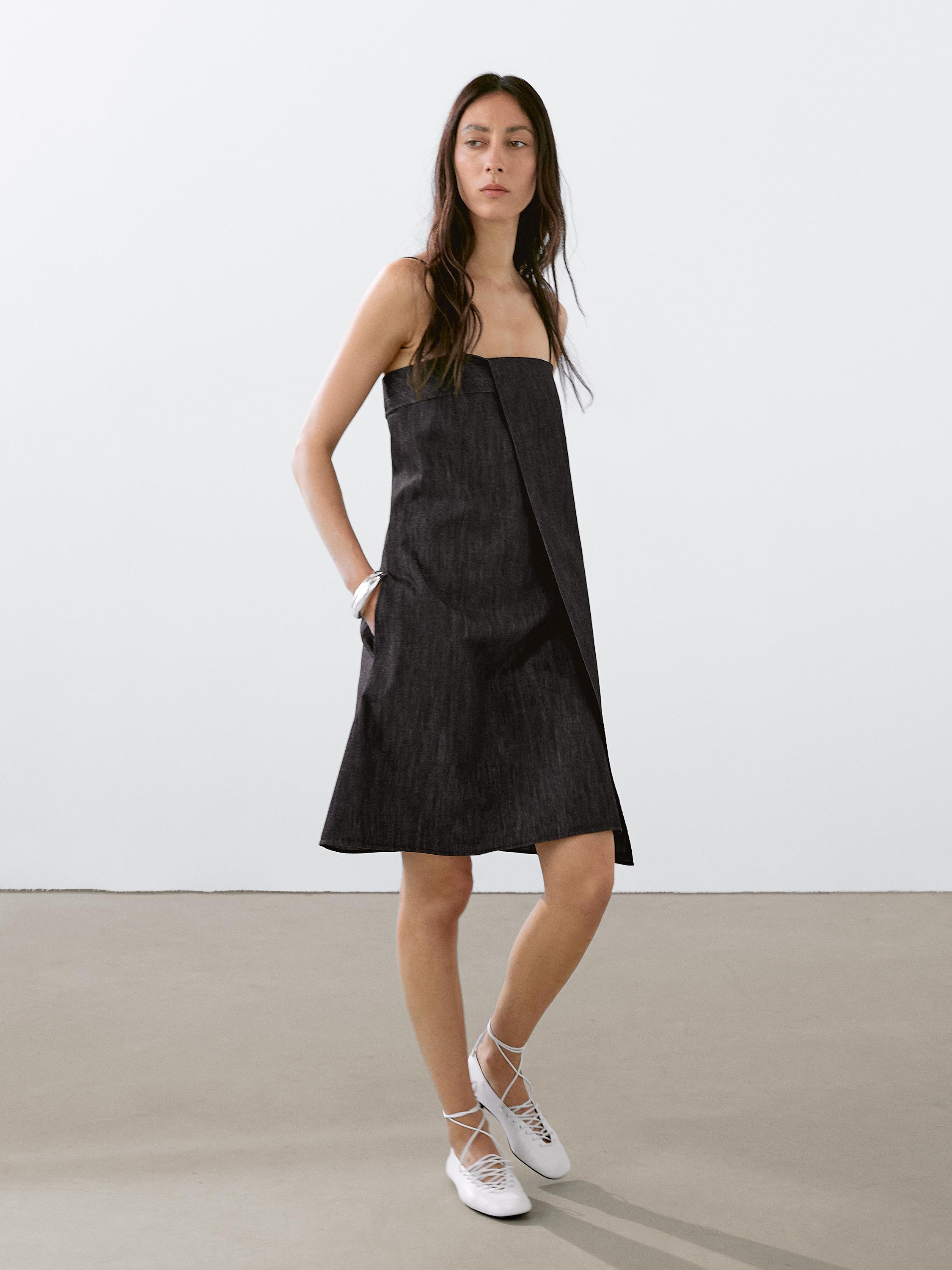 Vestido corto denim tirantes