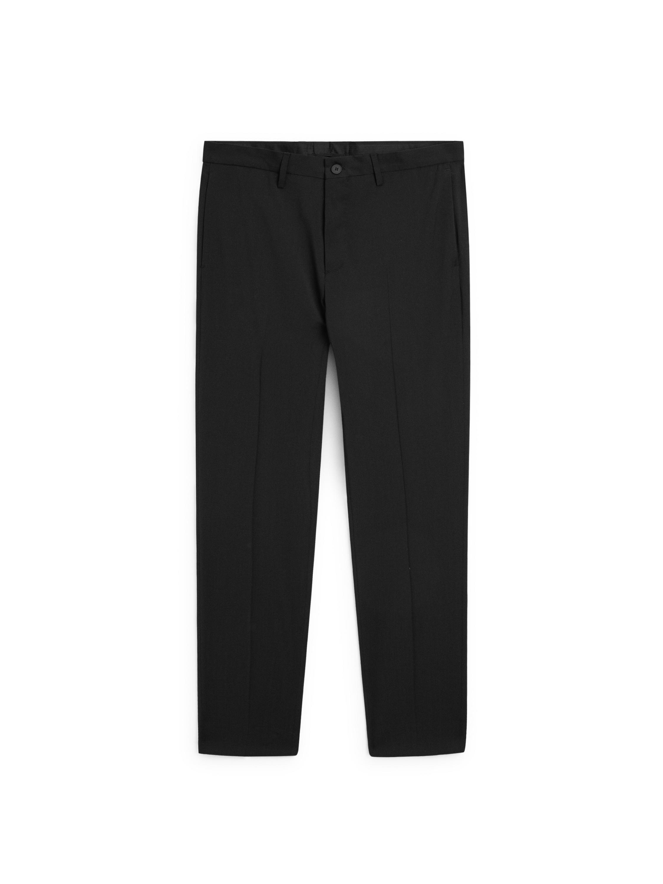 Plain wool suit trousers — BLACK
